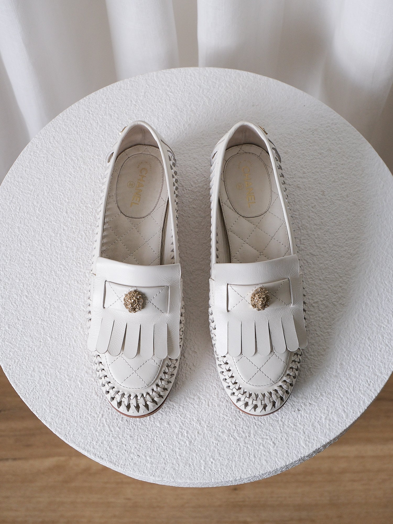 'Leo Lion' Cruise 2018 Woven Leather Loafers, Size 37C