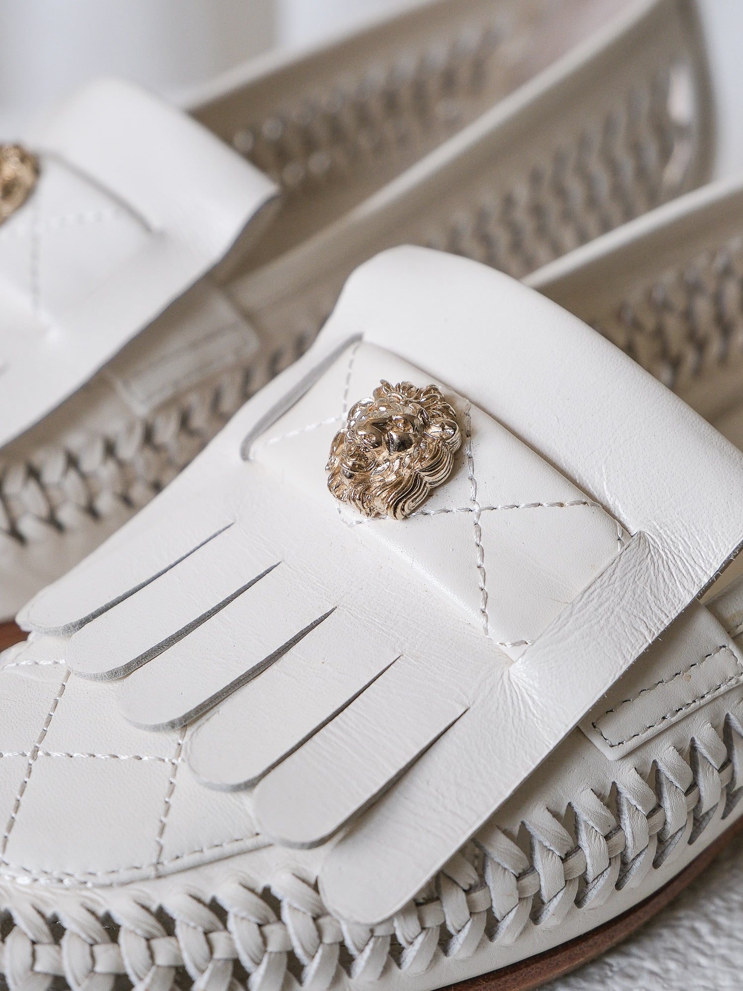 'Leo Lion' Cruise 2018 Woven Leather Loafers, Size 37C