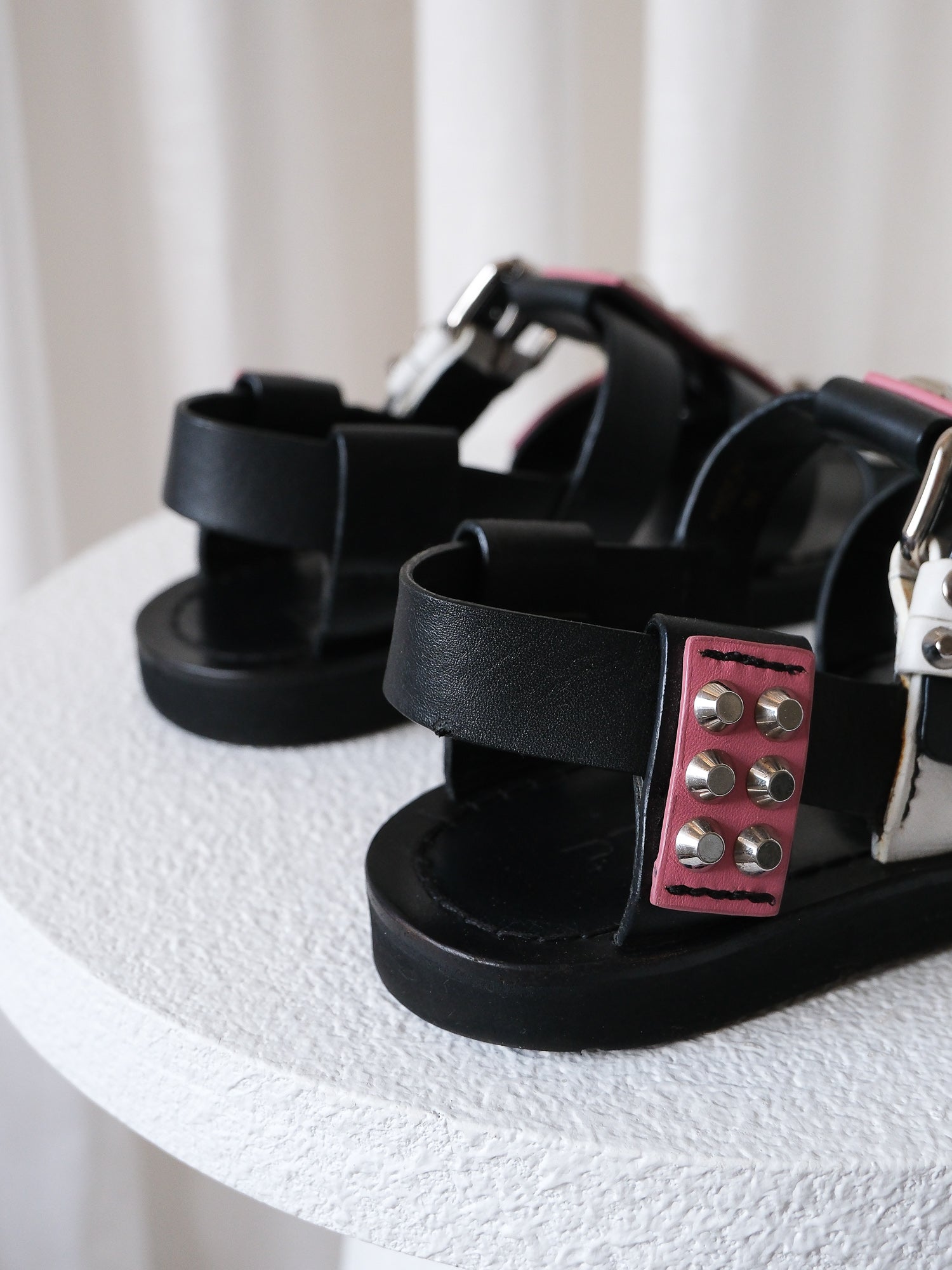 Studded Leather Gladiator Sandals, Size 38