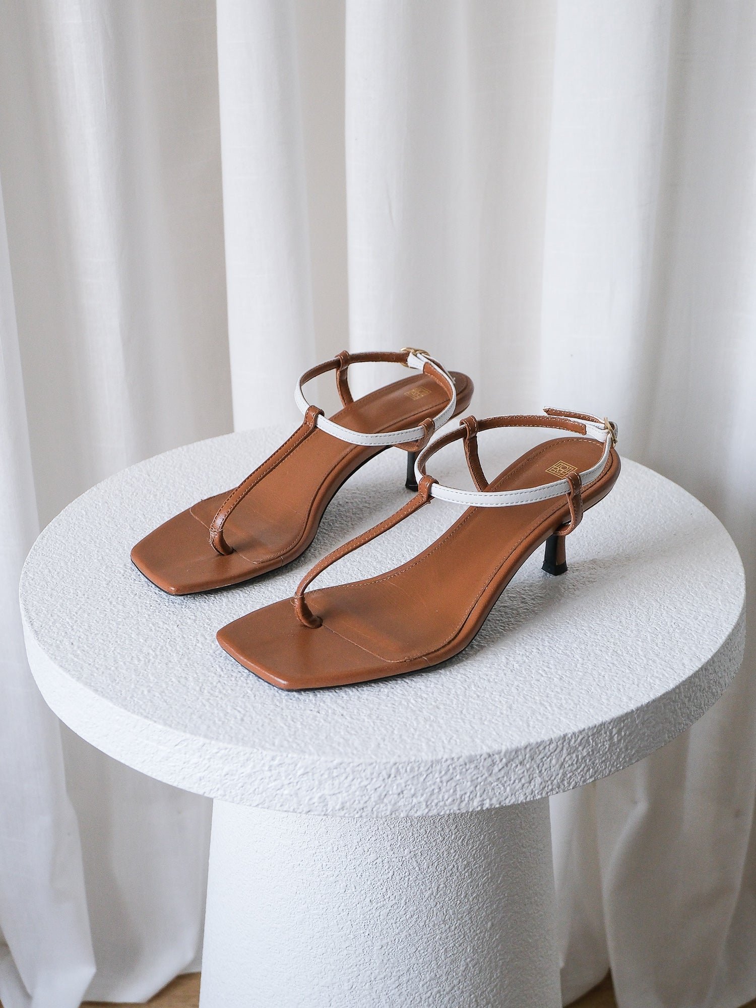 'The Bicolor' Leather Slingback Sandals, Size 36