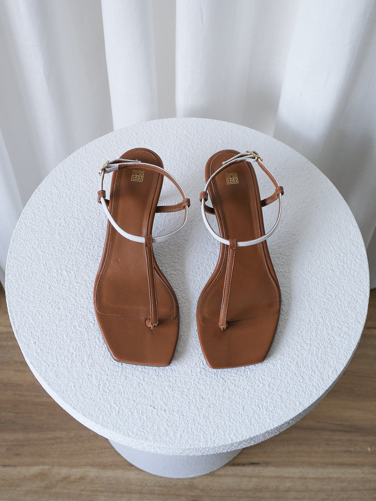'The Bicolor' Leather Slingback Sandals, Size 36