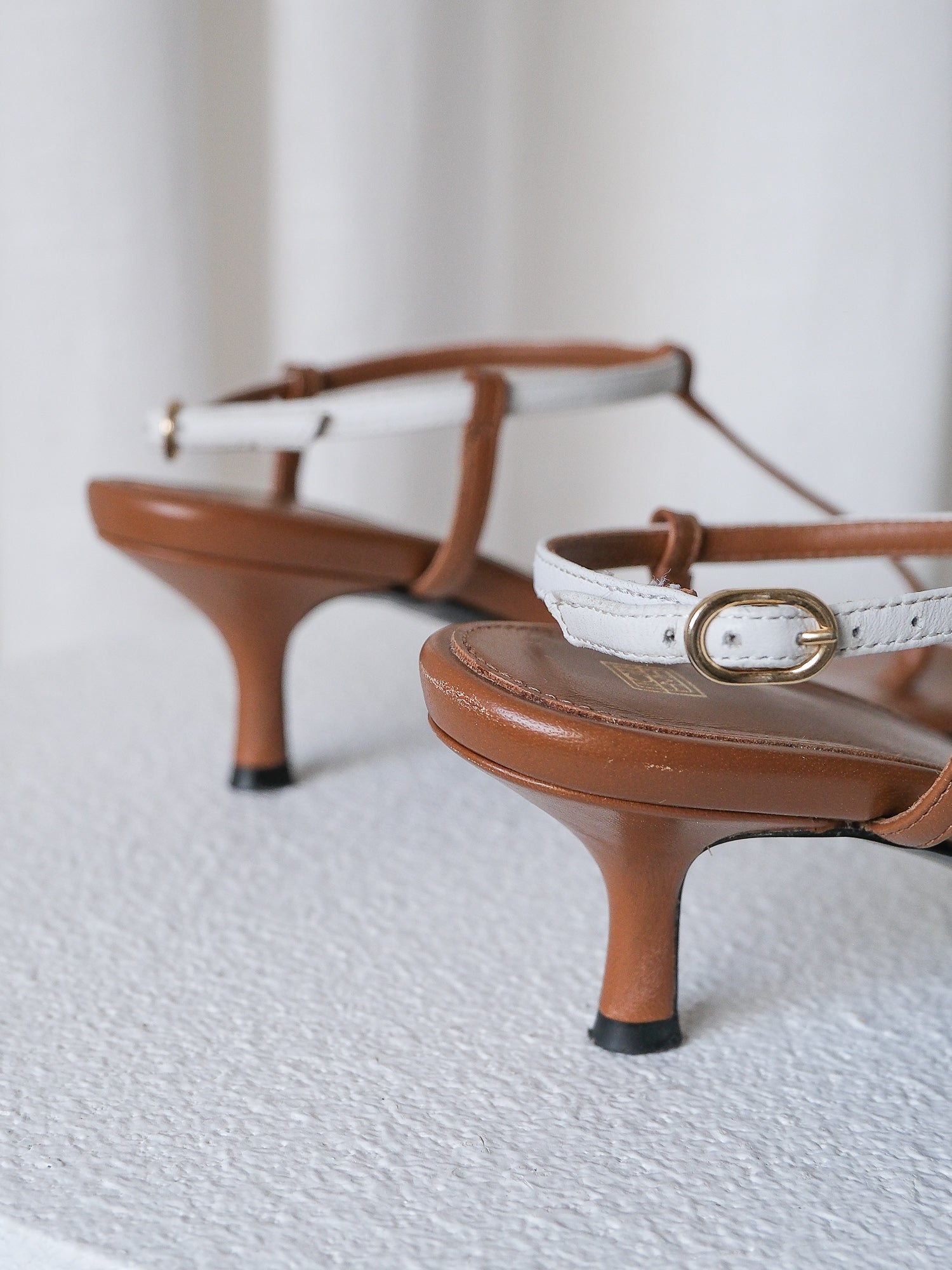 'The Bicolor' Leather Slingback Sandals, Size 36