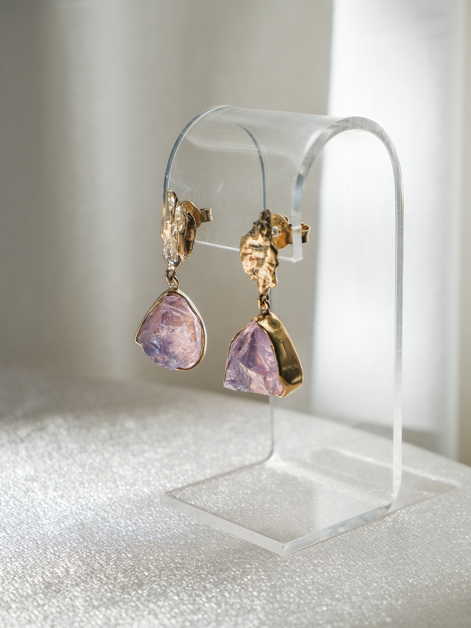 'The Holy Mountain' 18K Gold Plated Quartz Earrings