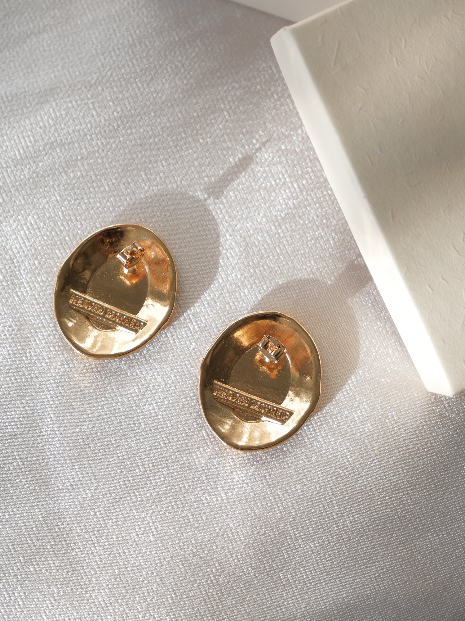 'Crest' 18k Gold Plated Enamel Earrings