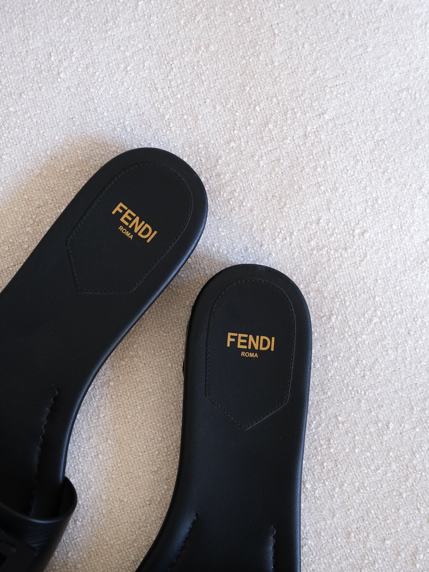 'Baguette' FF Motif Leather Slides, Size 38