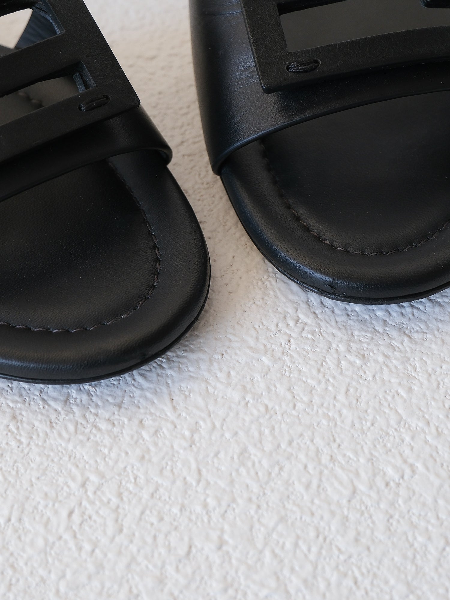'Baguette' FF Motif Leather Slides, Size 38