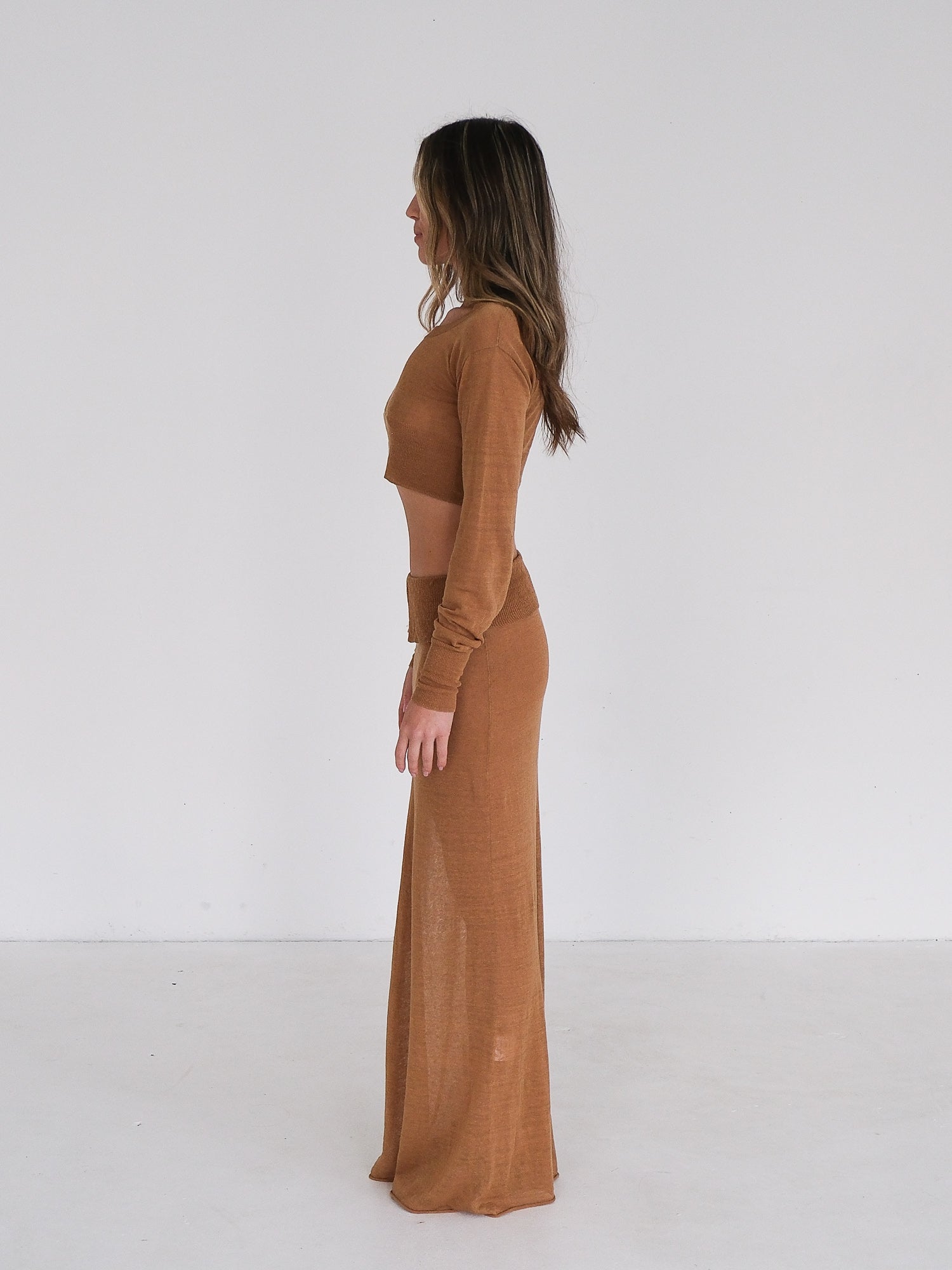 'Lyca' Linen Blend Knit Maxi Skirt, Size S