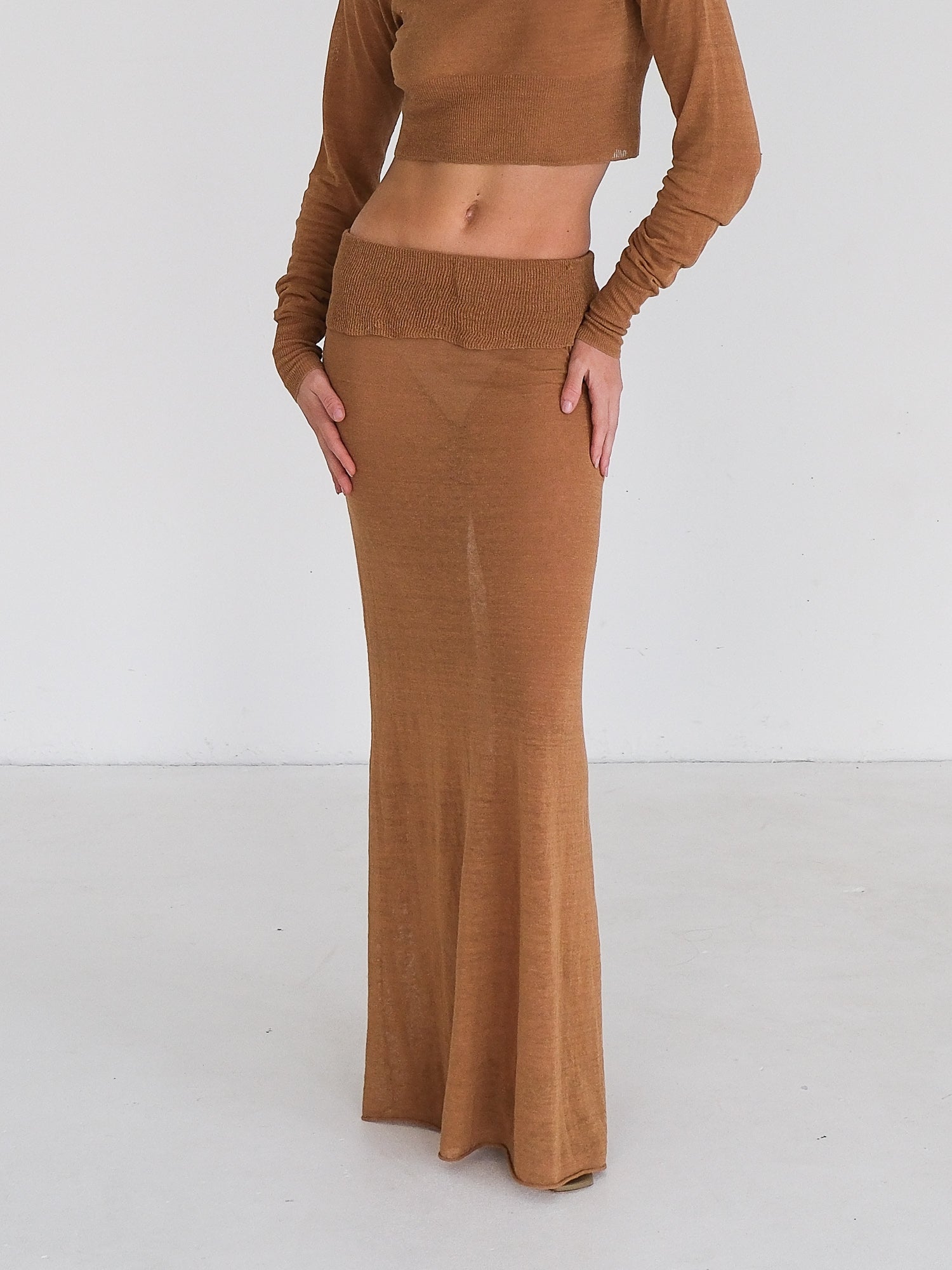 'Lyca' Linen Blend Knit Maxi Skirt, Size S