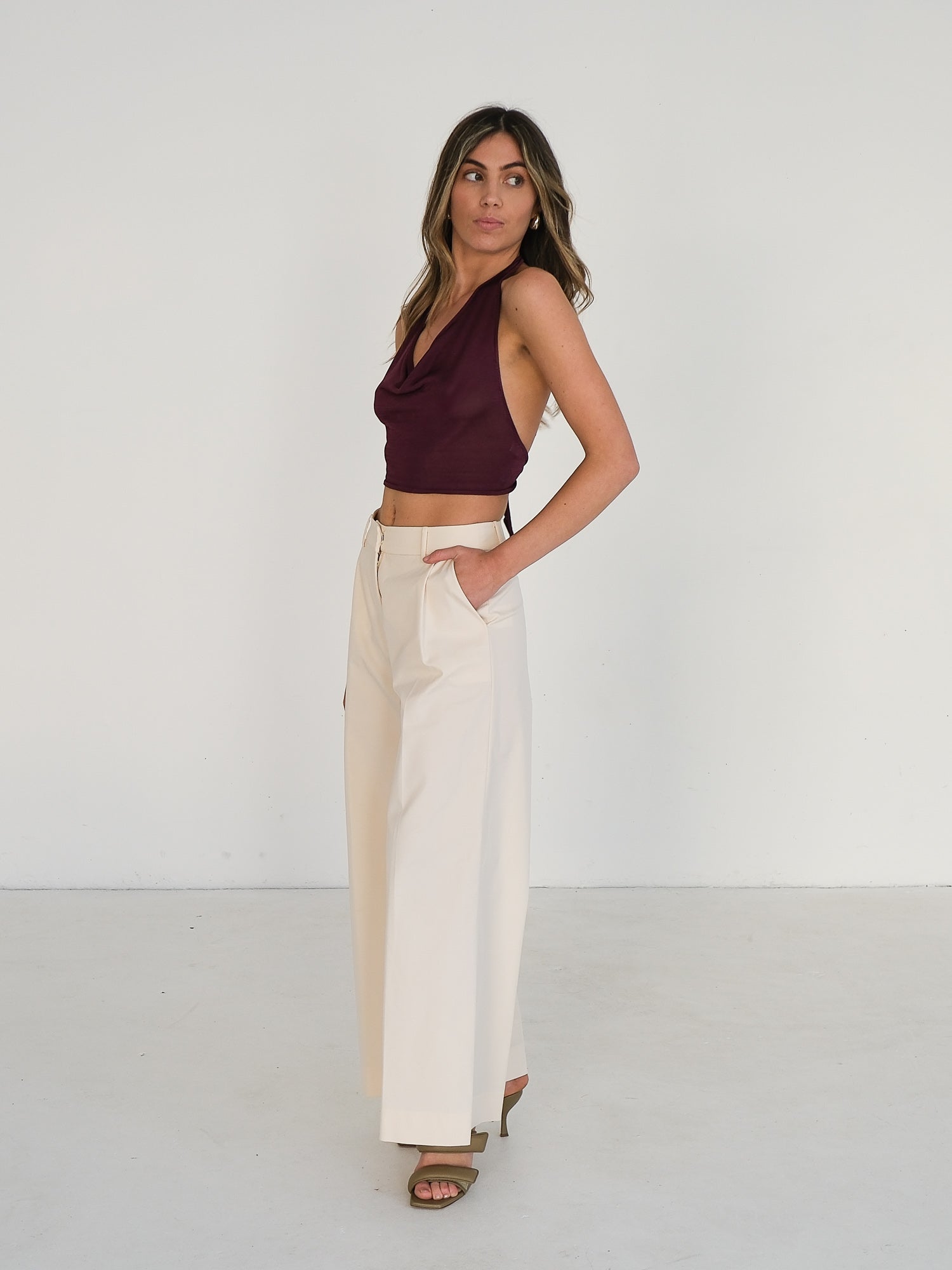 'Cinnabar' Knit Halter Top, Size S