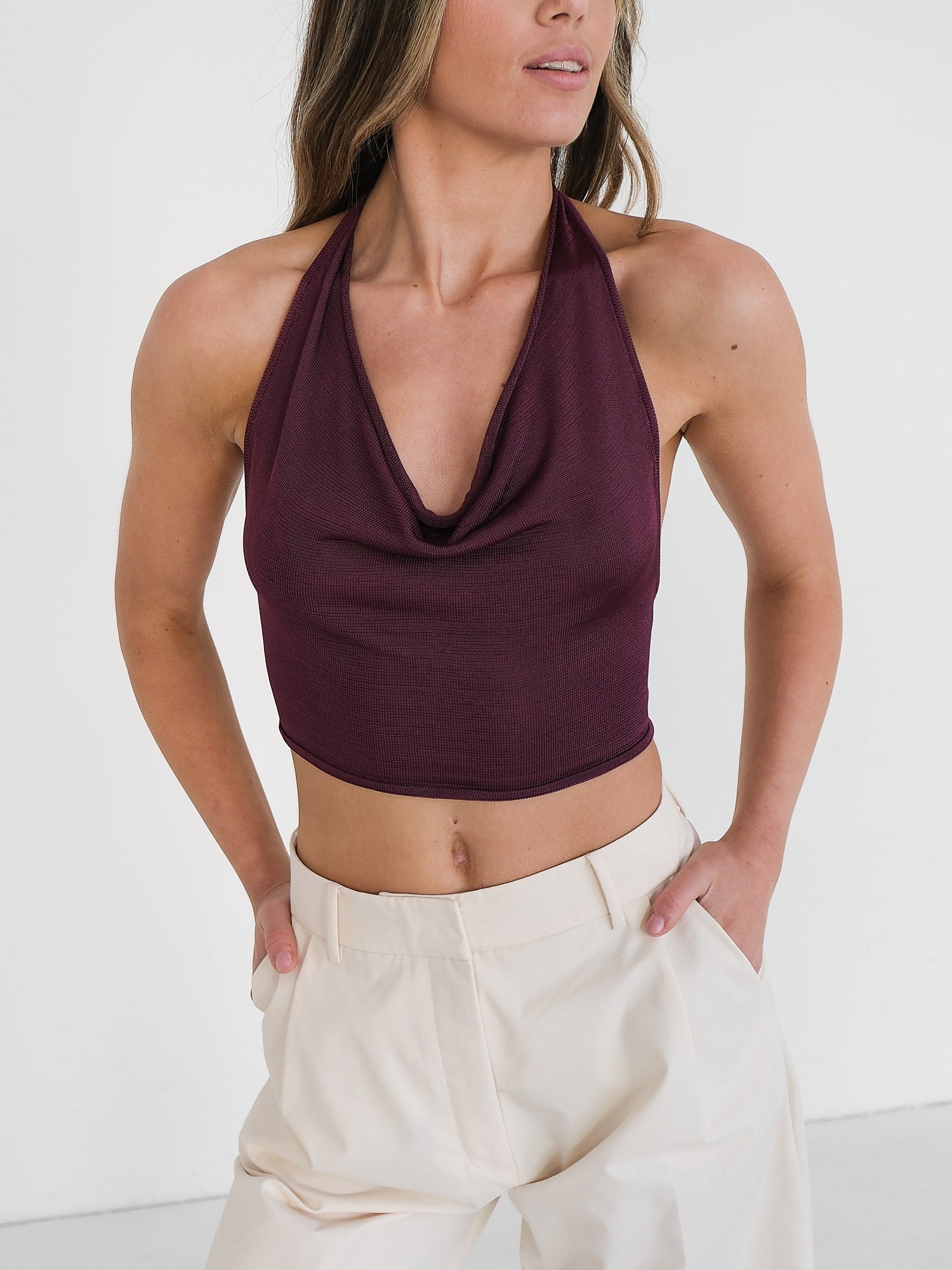 'Cinnabar' Knit Halter Top, Size S