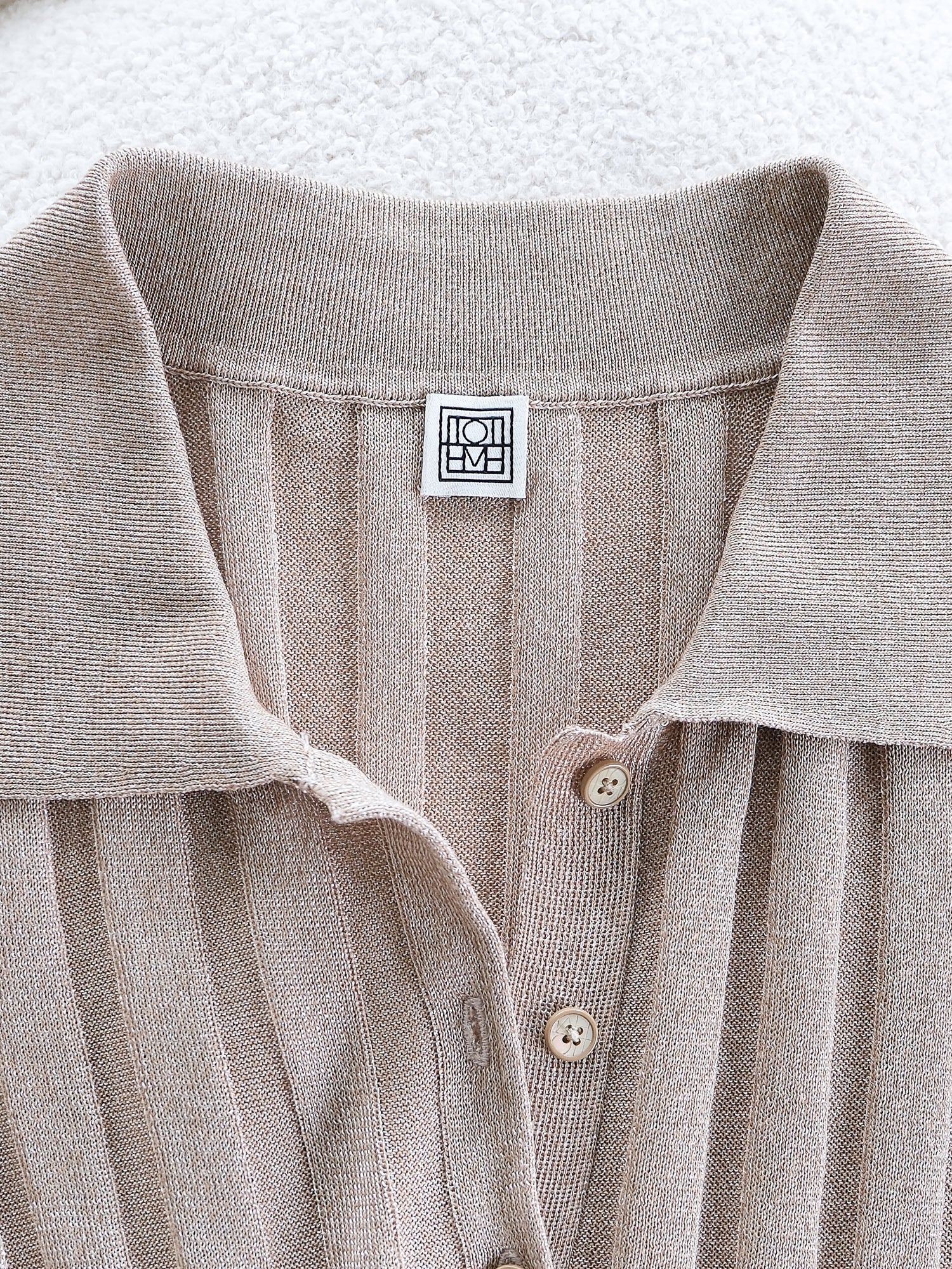 Ribbed Fine-knit Lurex Polo Shirt, Size XS