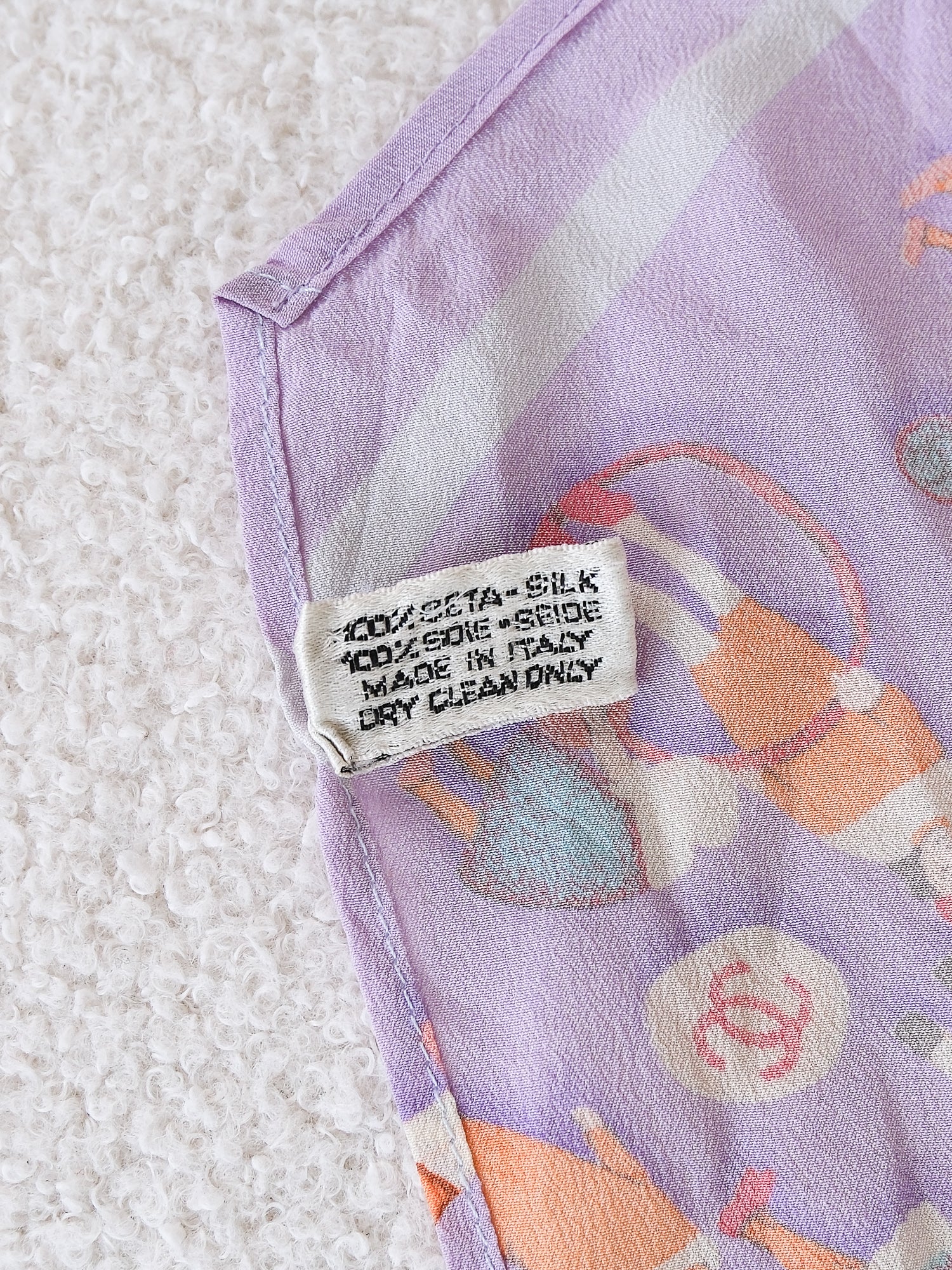 Vintage 'Poupées' Print Silk Neck Scarf