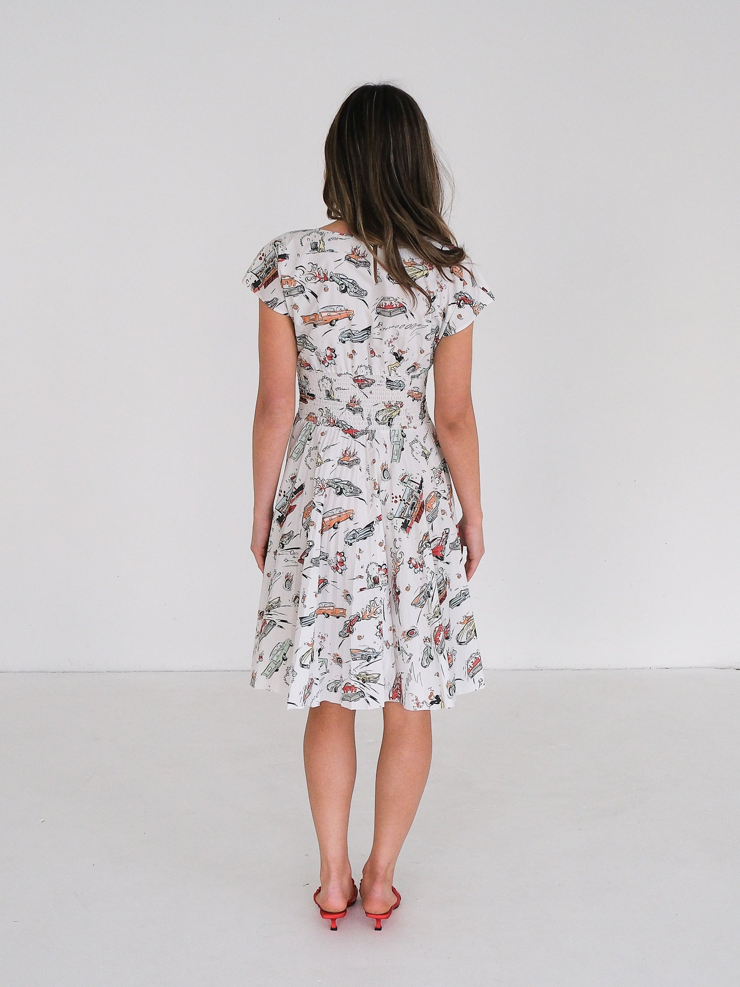 SS12 Americana Car Print Cotton Mini Dress, Size IT 40 | AU 8