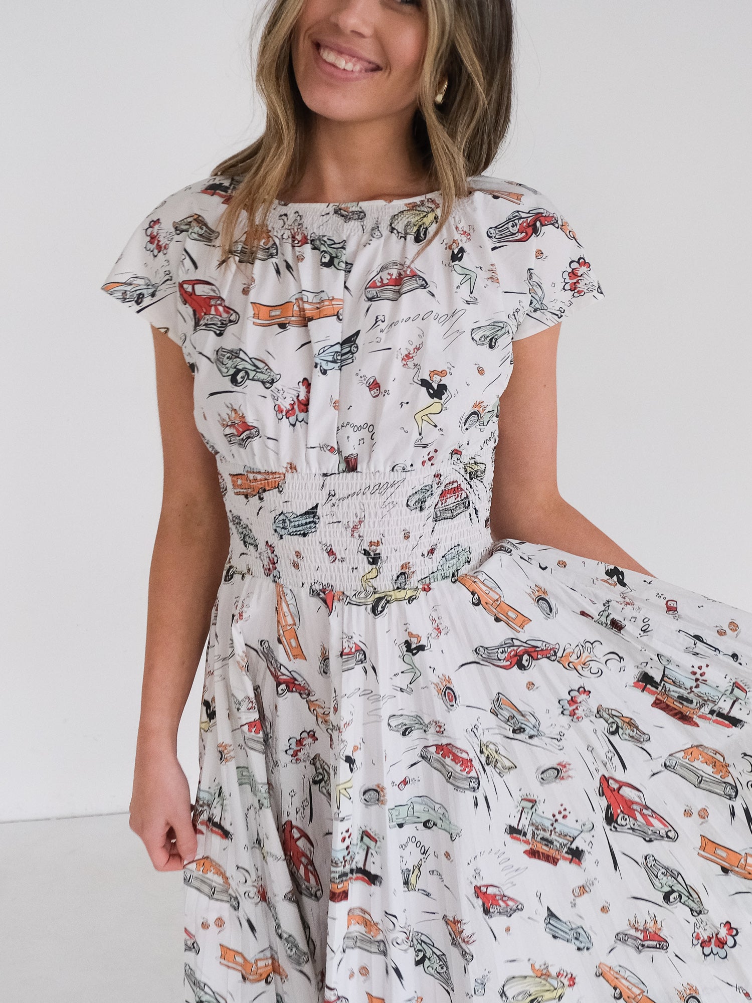 SS12 Americana Car Print Cotton Mini Dress, Size IT 40 | AU 8