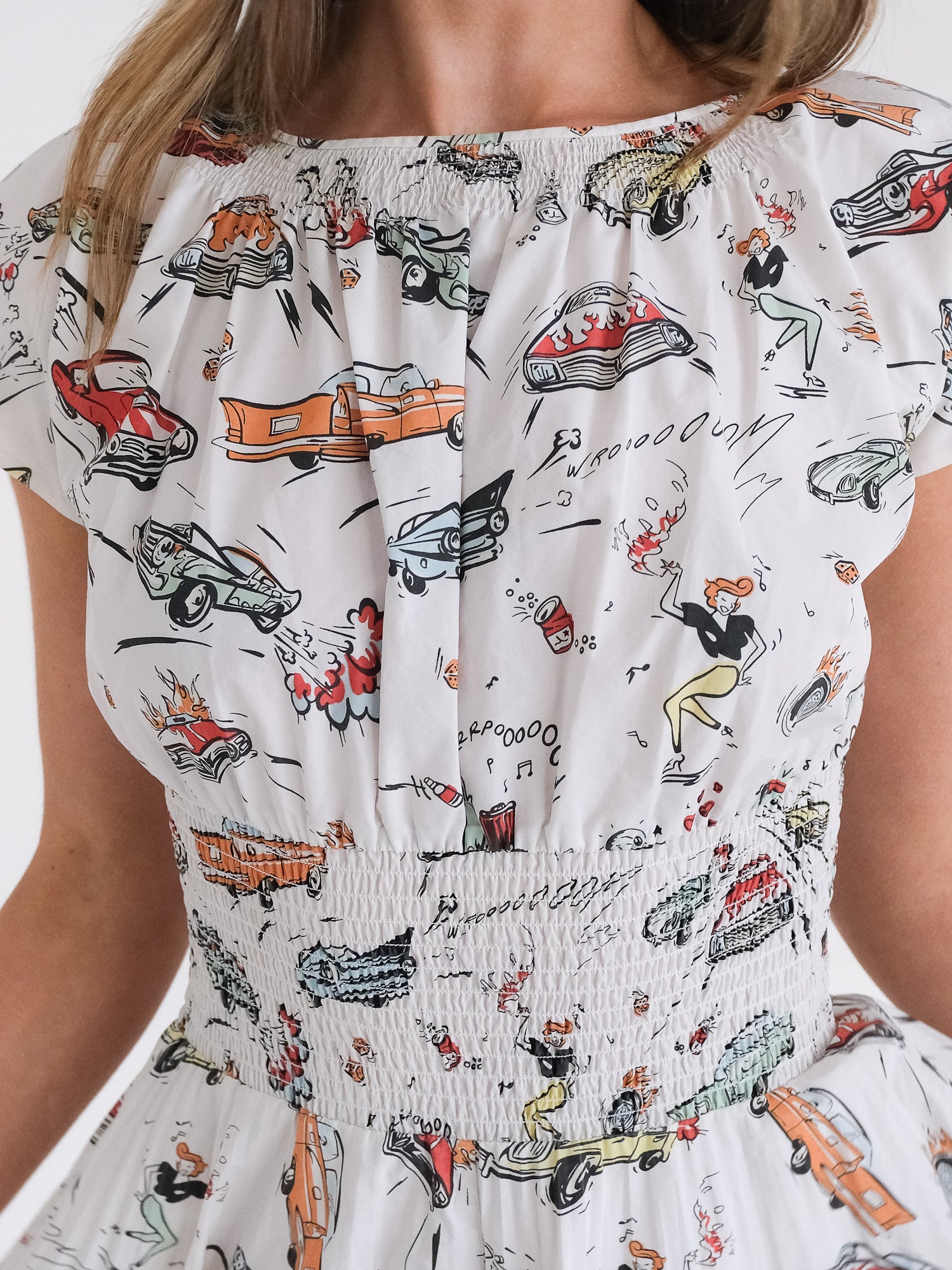 SS12 Americana Car Print Cotton Mini Dress, Size IT 40 | AU 8