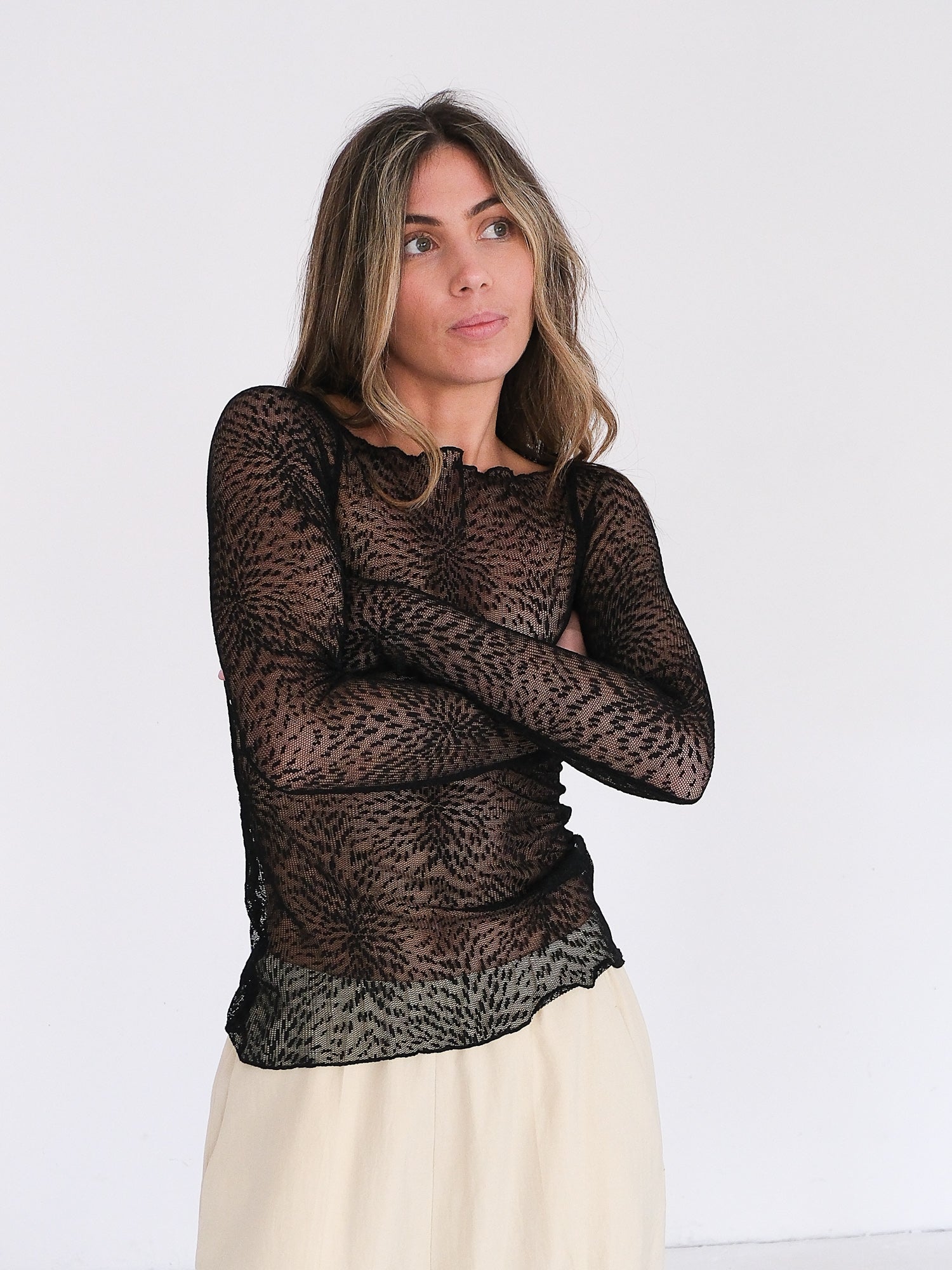 'Cardew' Semi-Sheer Mesh Knit Top, Size US 4 | AU 8