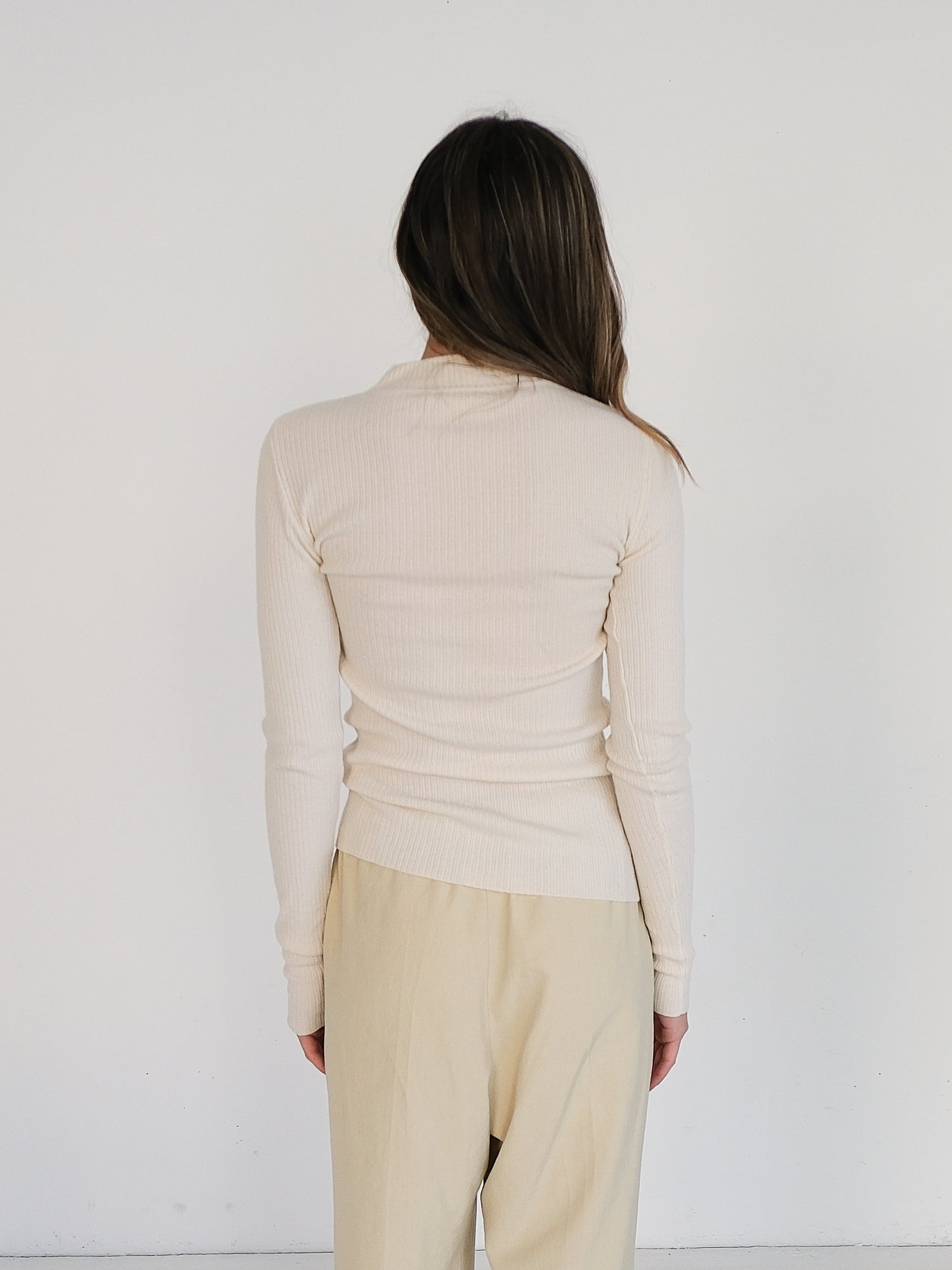 'Quinton' Mock Neck Wool/Cashmere Knit Sweater, Size S