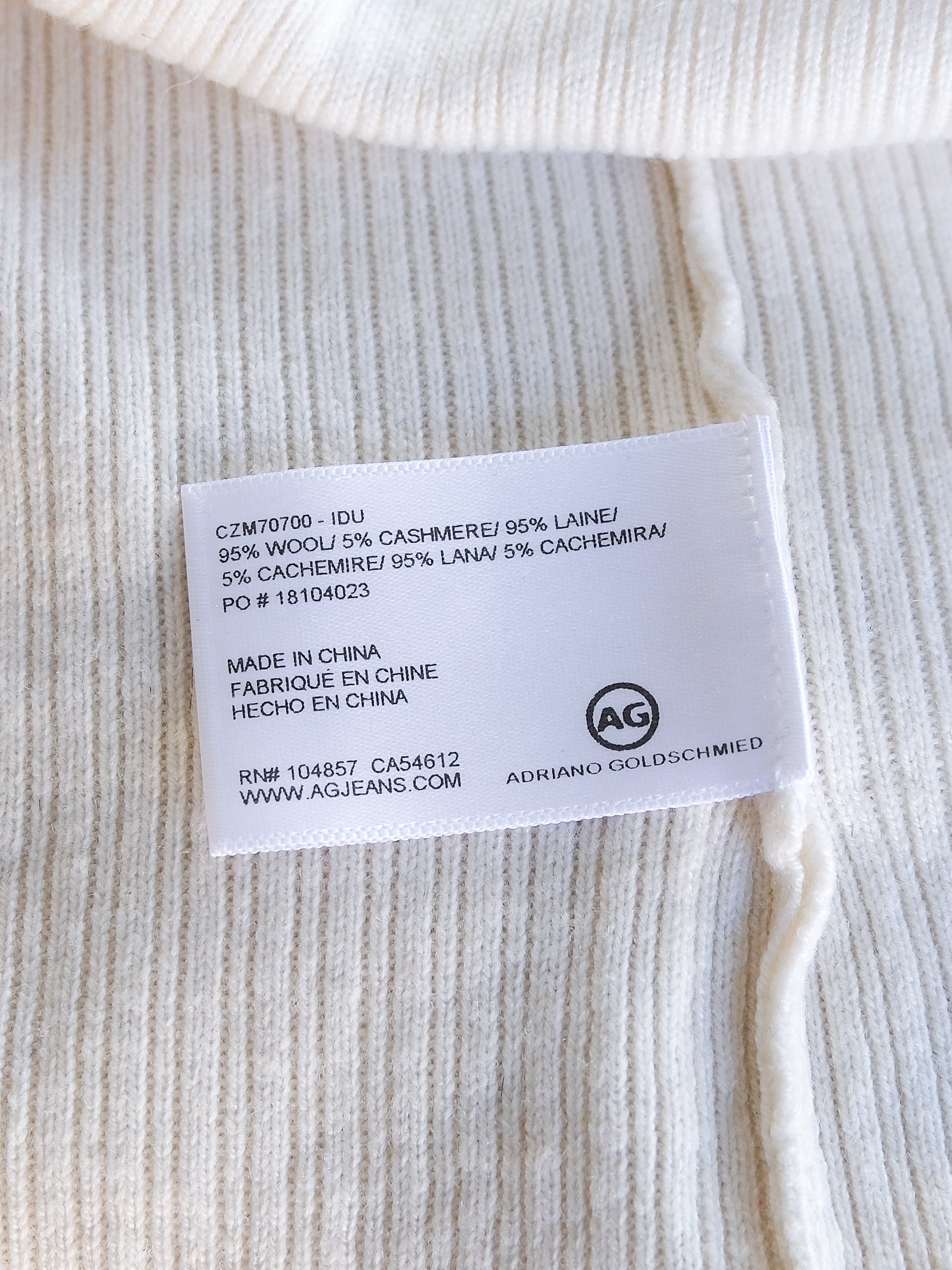 'Quinton' Mock Neck Wool/Cashmere Knit Sweater, Size S