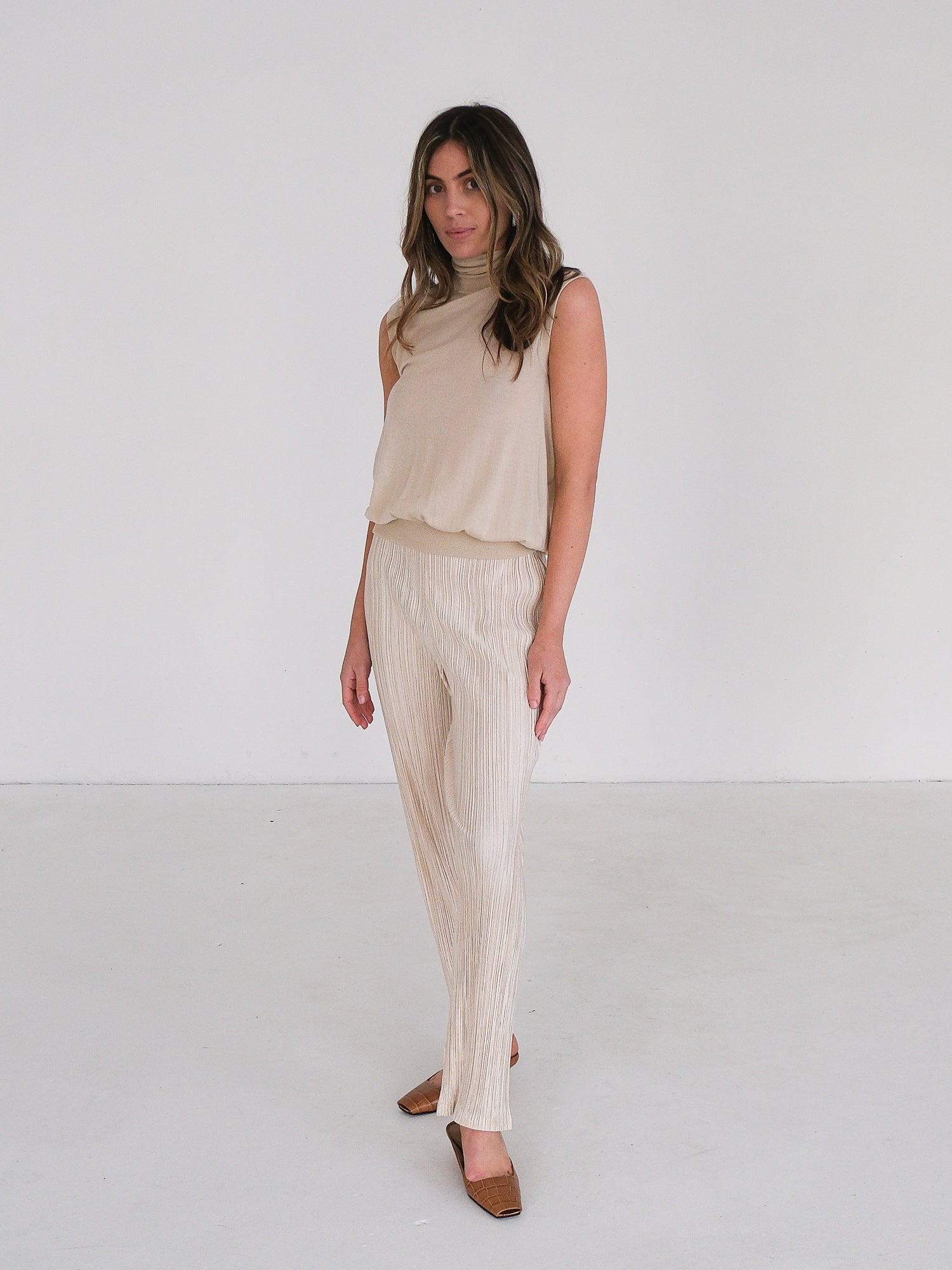 Vintage Pleated Straight Leg Pants, Size M