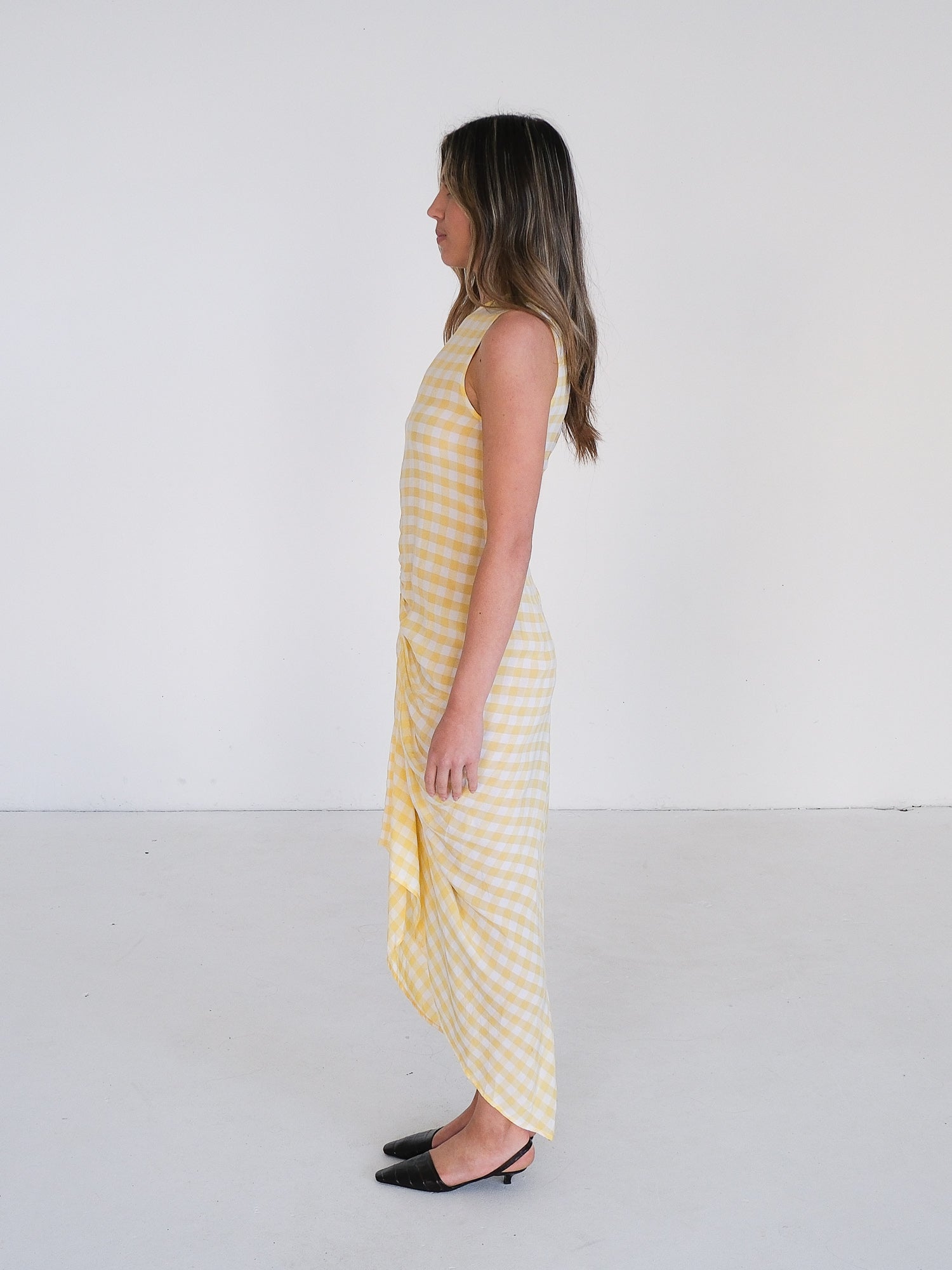 'Zadie' Gingham Jacquard Midi Dress, Size AU 8