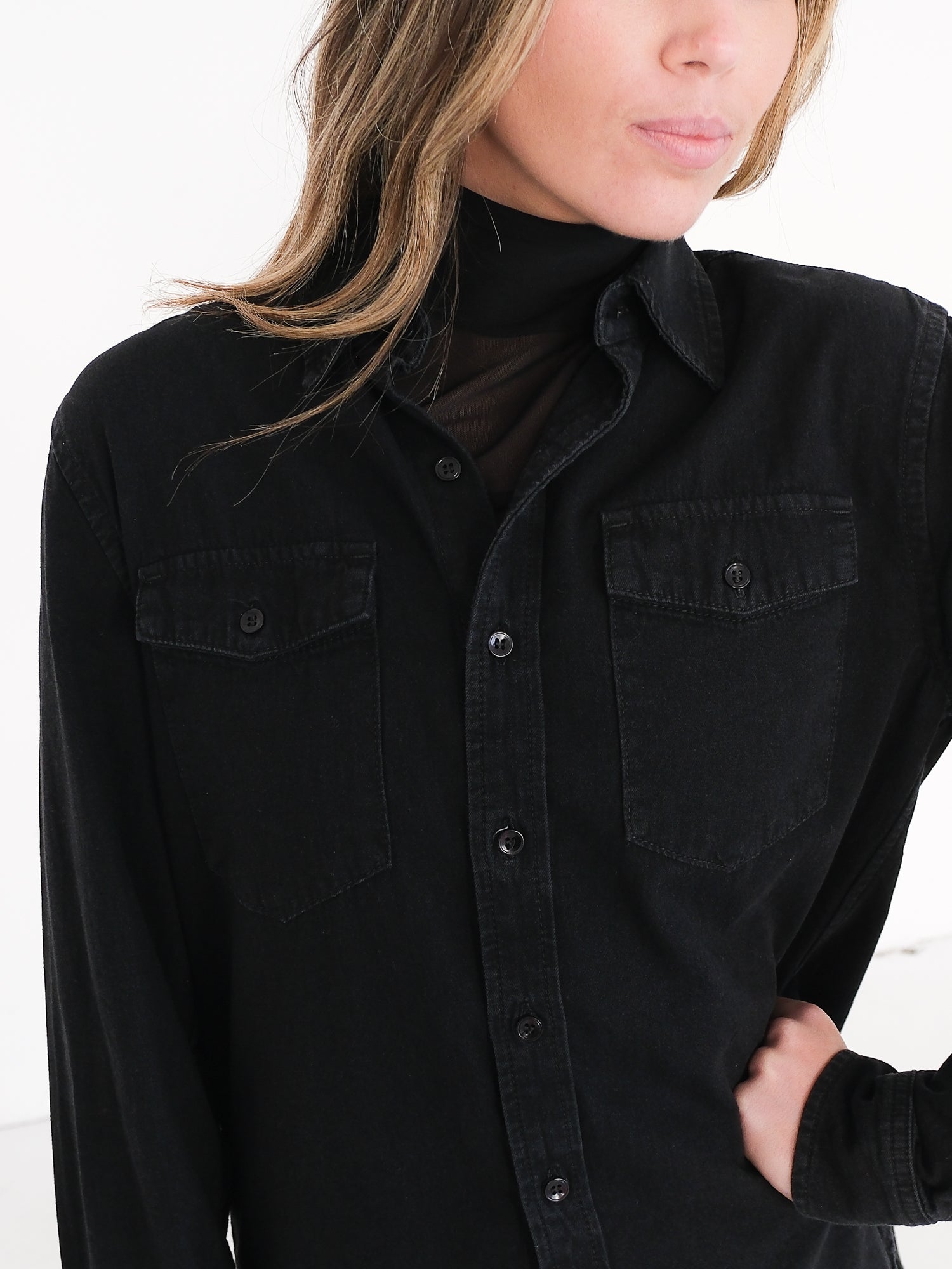 Cotton Denim Shirt, Size XS