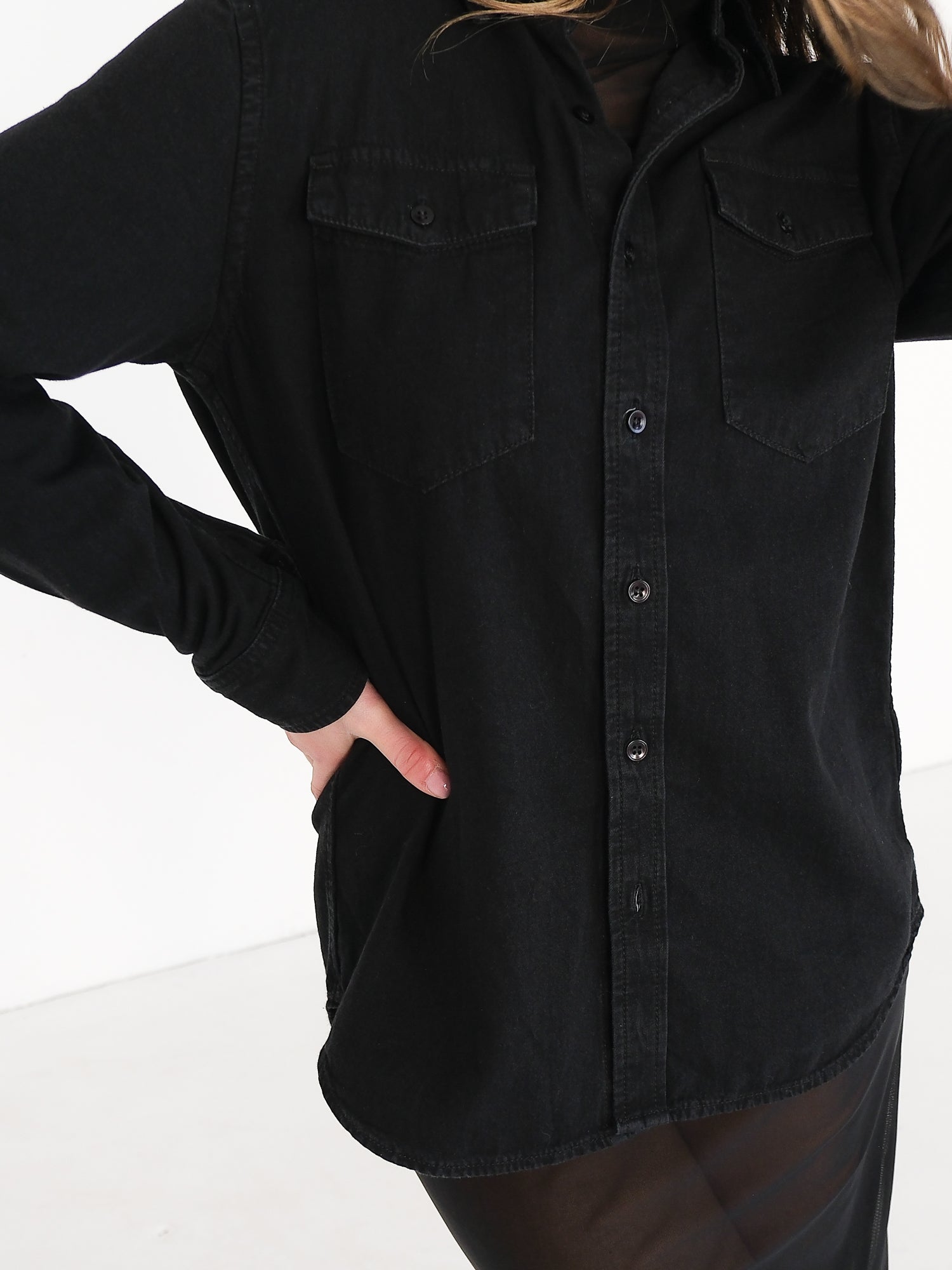 Cotton Denim Shirt, Size XS
