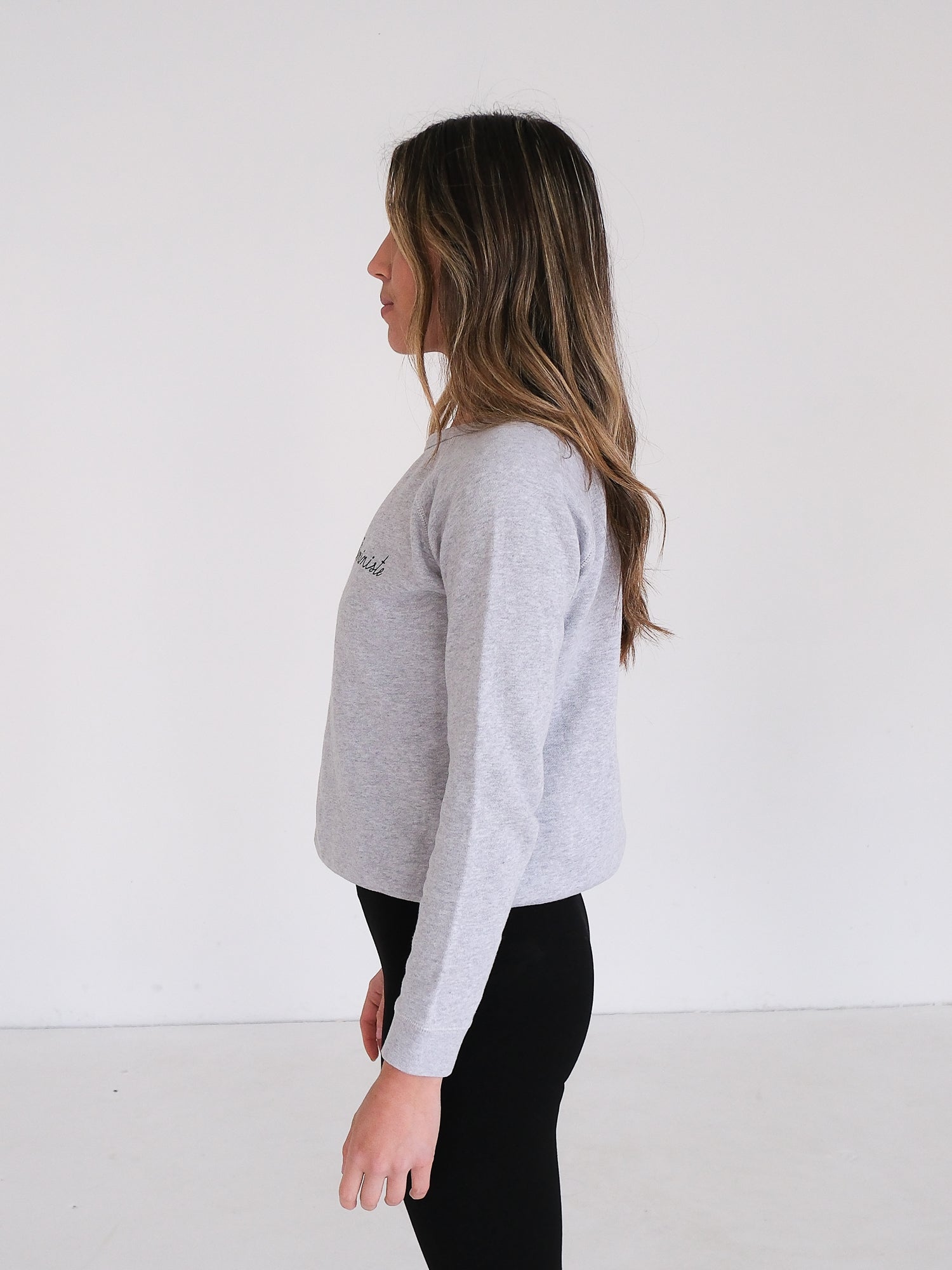 'Feministe' Embroidered Cotton Sweatshirt, Size S