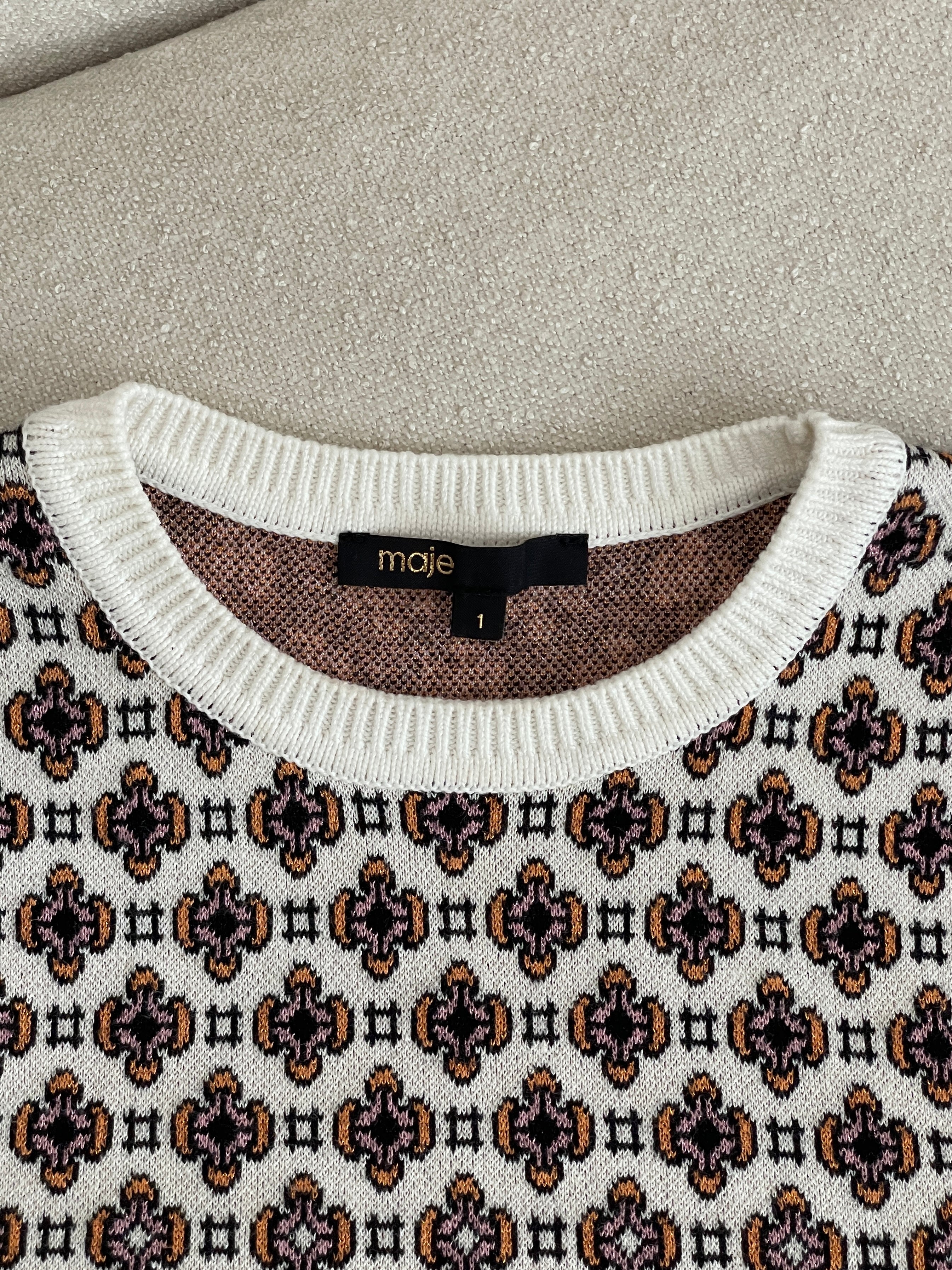 Contrasting Jacquard Sleeveless Knit Jumper, Size 1 | AU 8