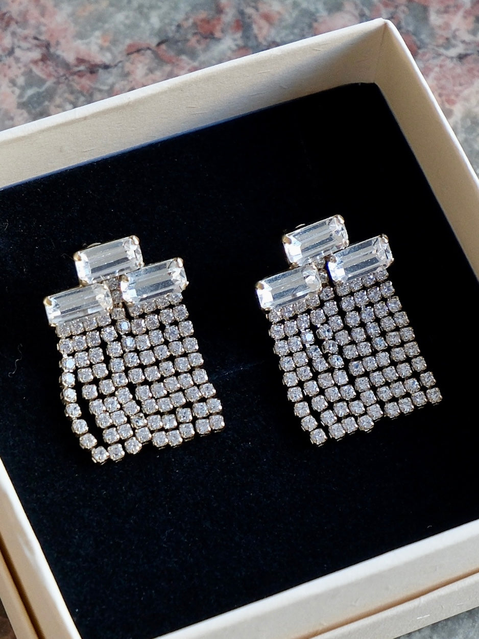 Baguette Crystal Fringe Earrings