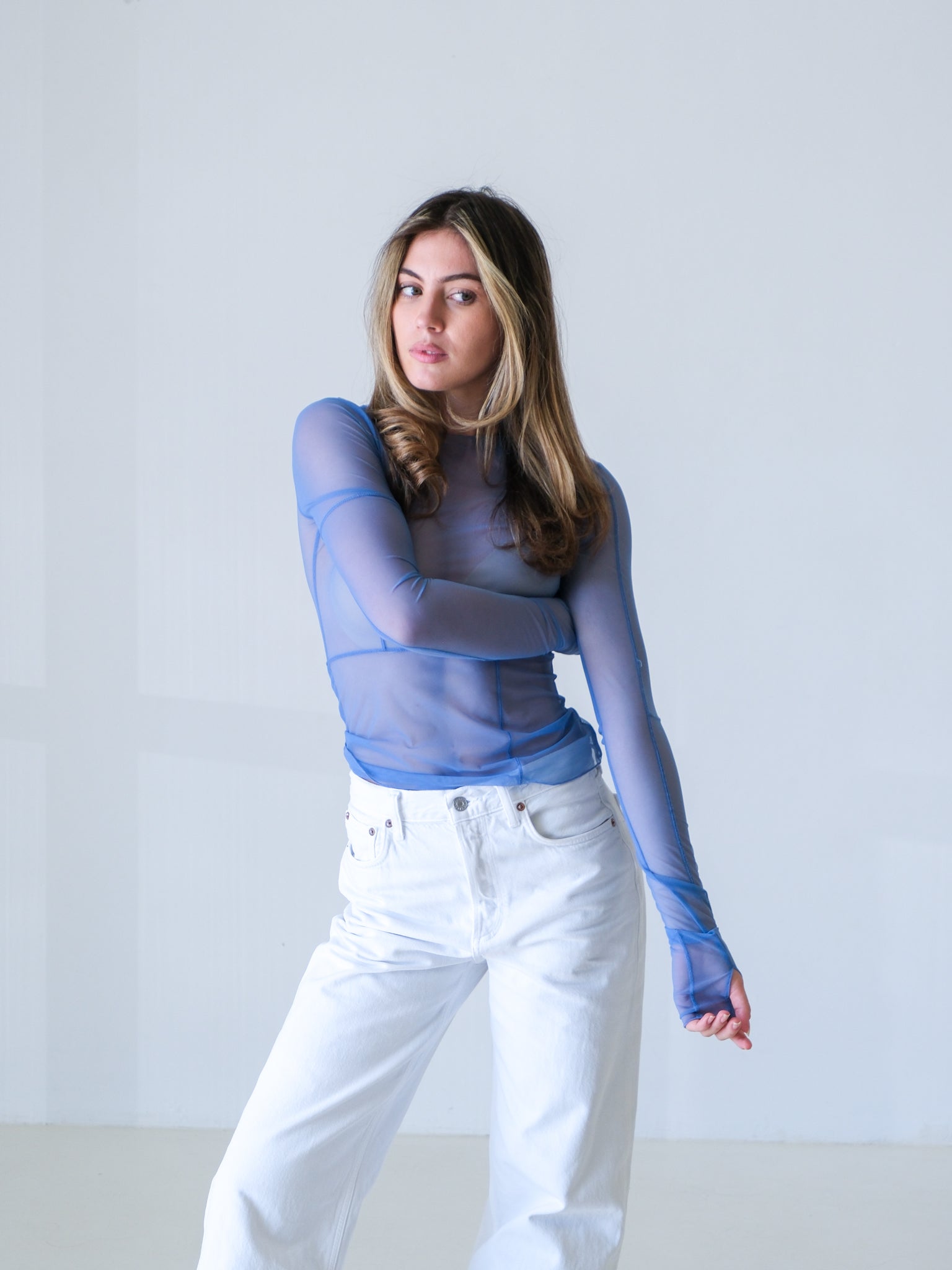 'Jacques' Panelled Mesh Top, Size 0 | AU 6