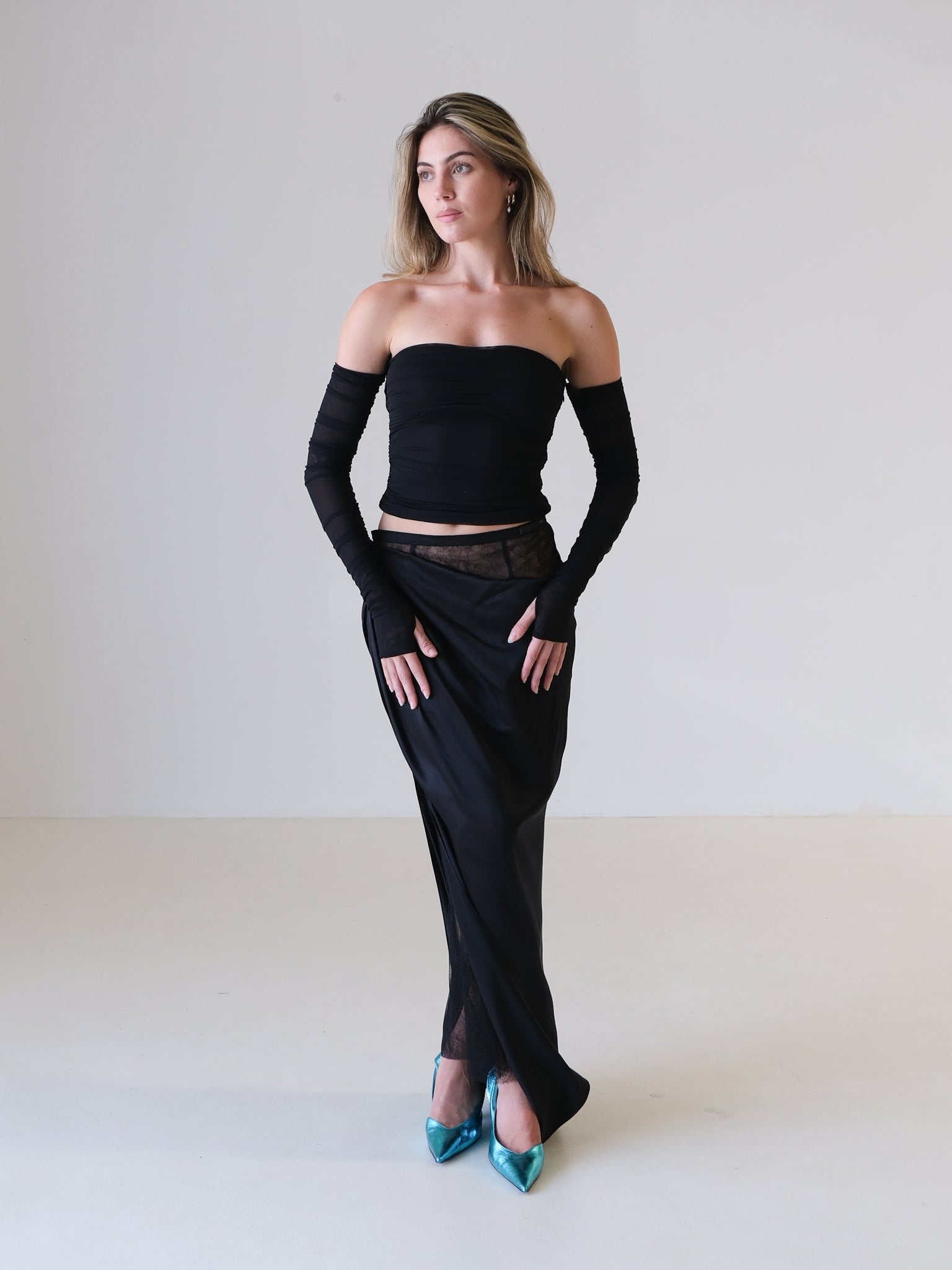 'Dunya' Draped Silk Skirt, Size 2 | AU 10