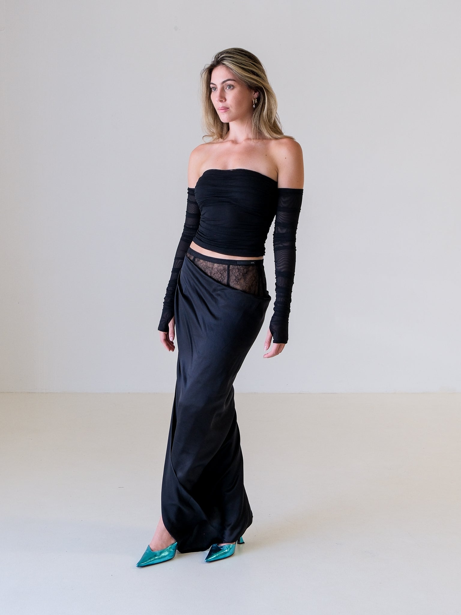 'Jacques' Off-Shoulder Mesh Top, Size 0 | AU 6