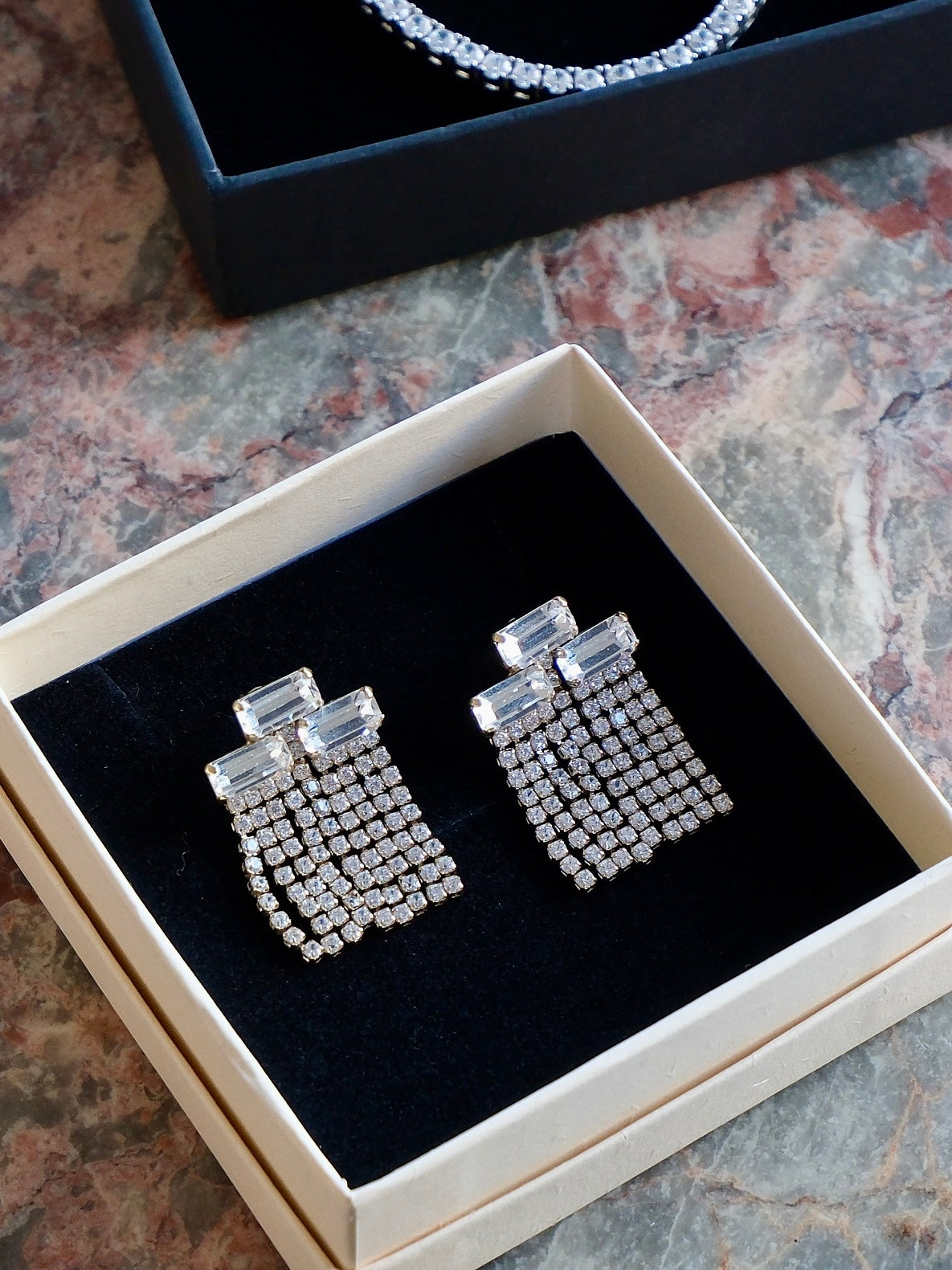 Baguette Crystal Fringe Earrings