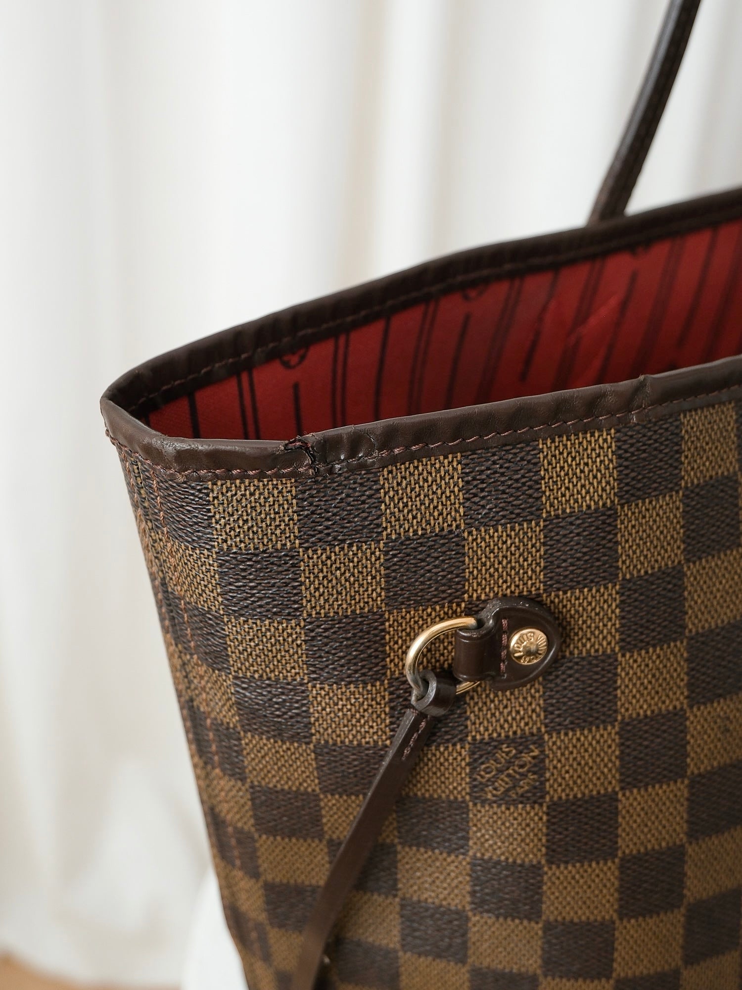 'Neverfull' MM Damier Ebene Canvas Tote Bag