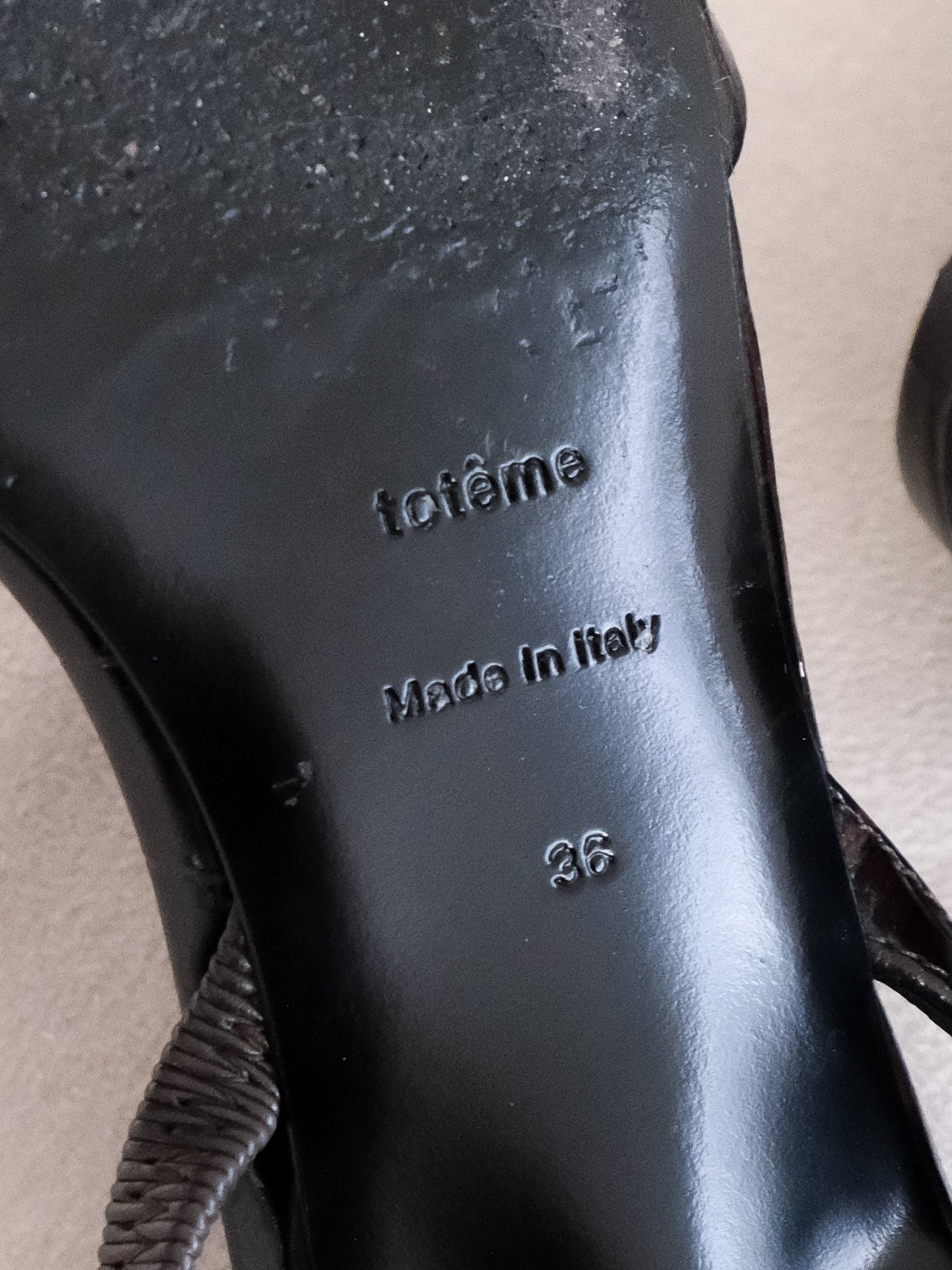 Croc-Embossed Leather Slingback Mules, Size 36