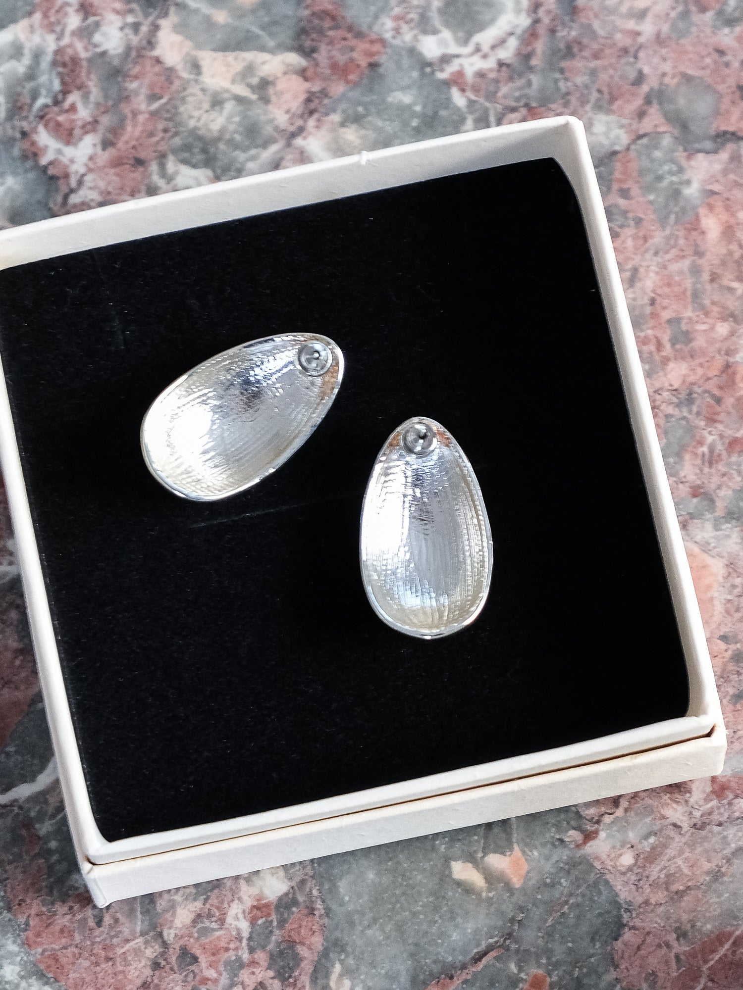 'Bean' Silver Plated Stud Earrings