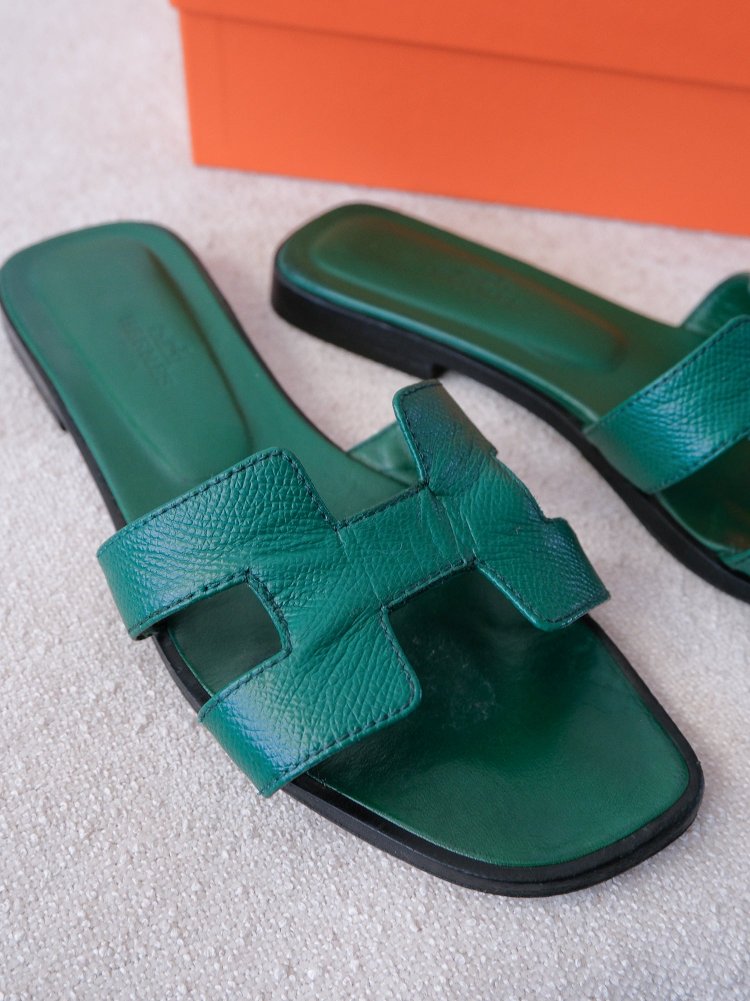 'Oran' Veau Epsom Calfskin Leather Sandals, Size 36.5