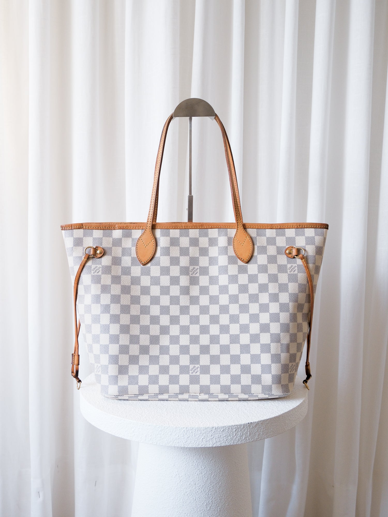 'Neverfull' MM Damier Azur Canvas Tote Bag