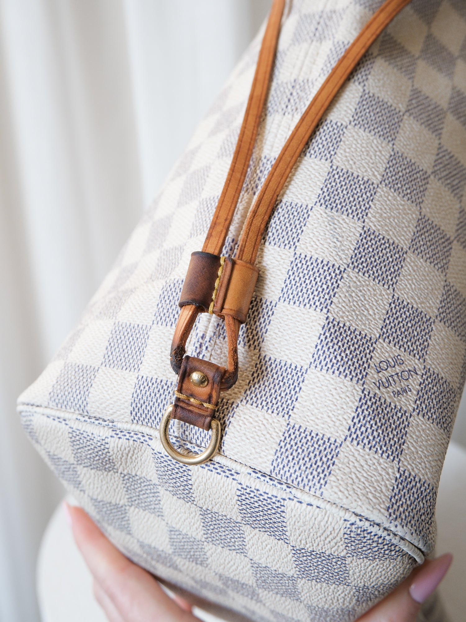 'Neverfull' MM Damier Azur Canvas Tote Bag