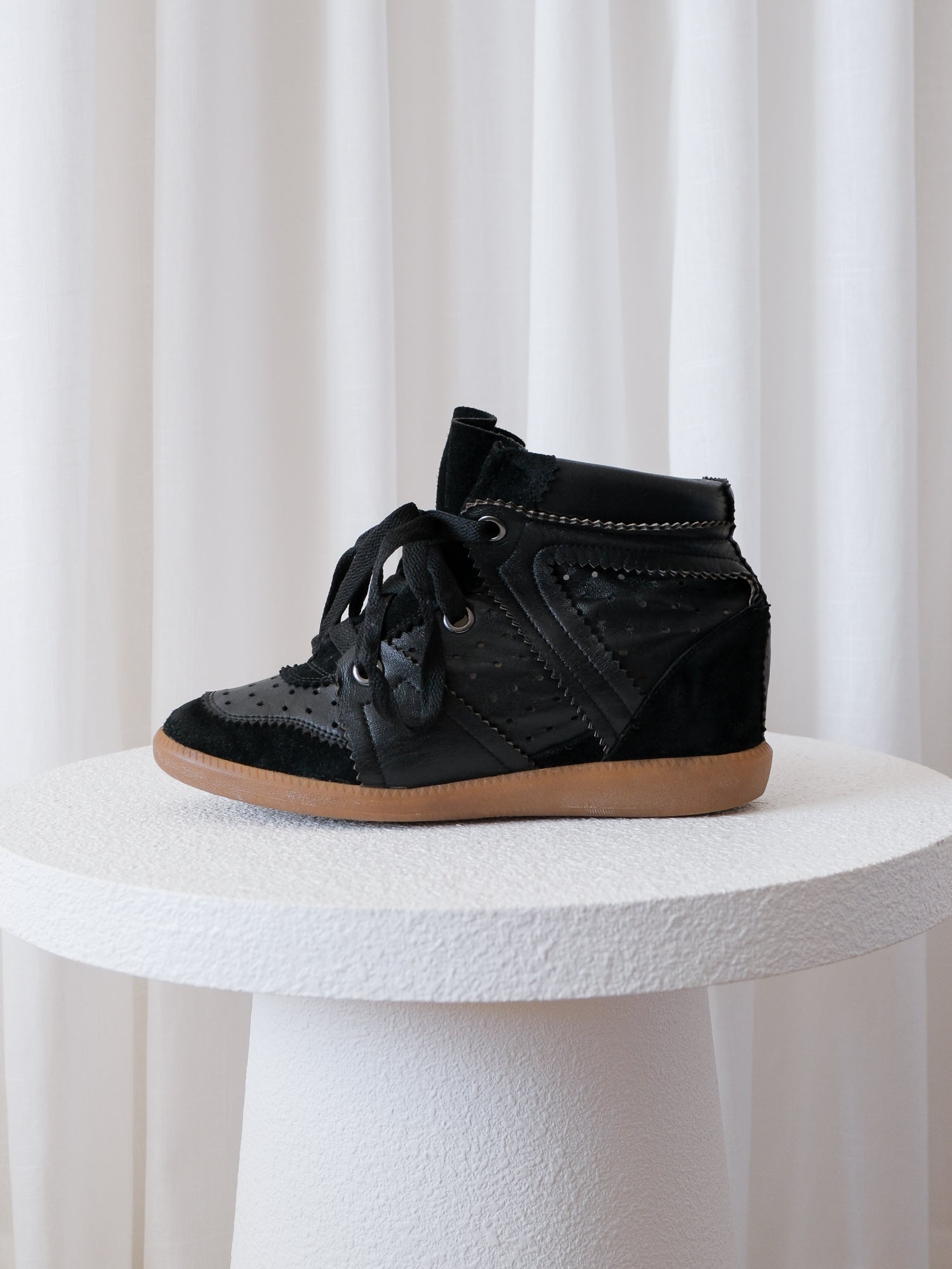 'Betty' Leather Wedge Sneakers, Size 37