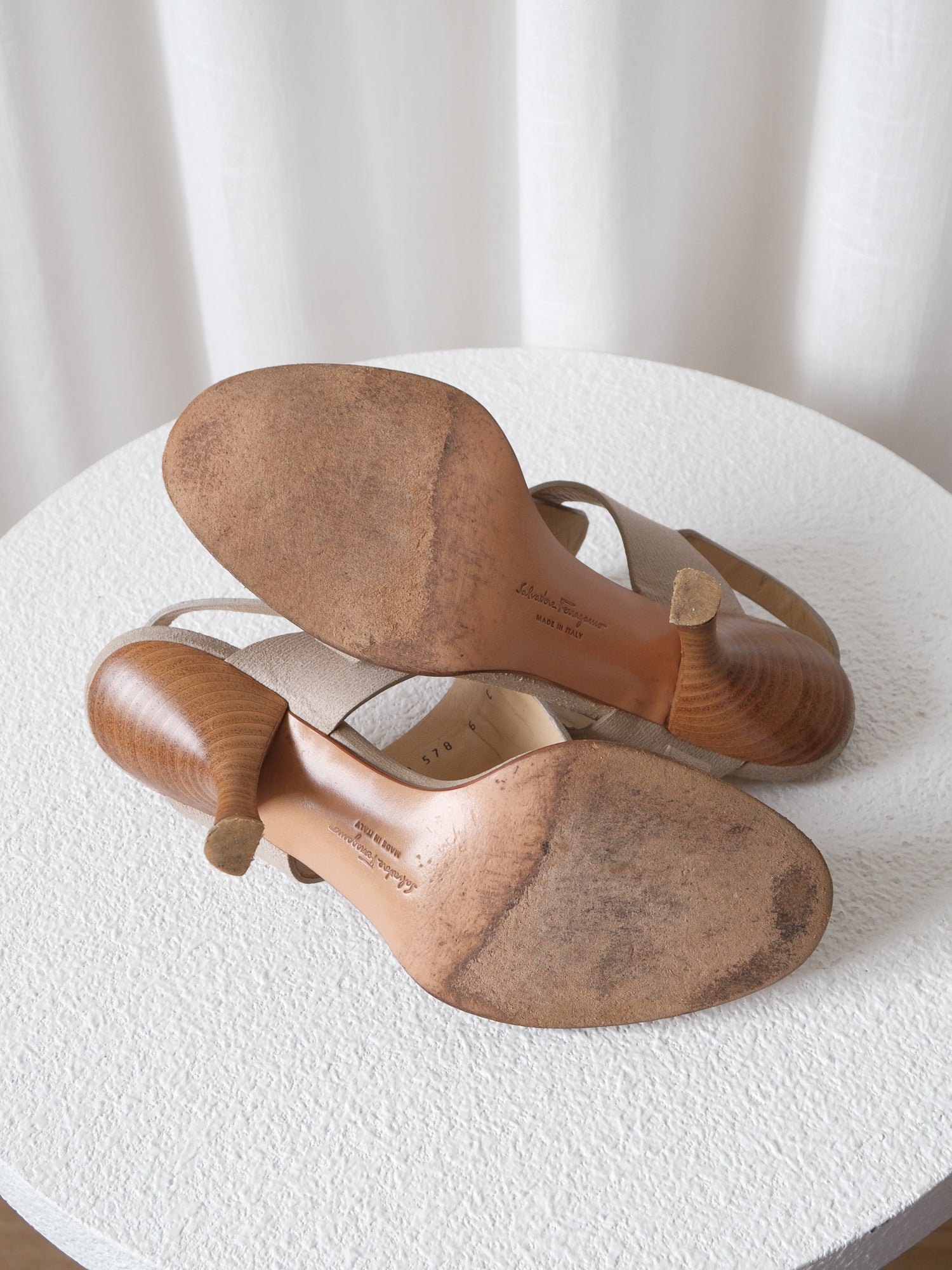 Gancini T-Strap Slingback Sandals, Size 36C