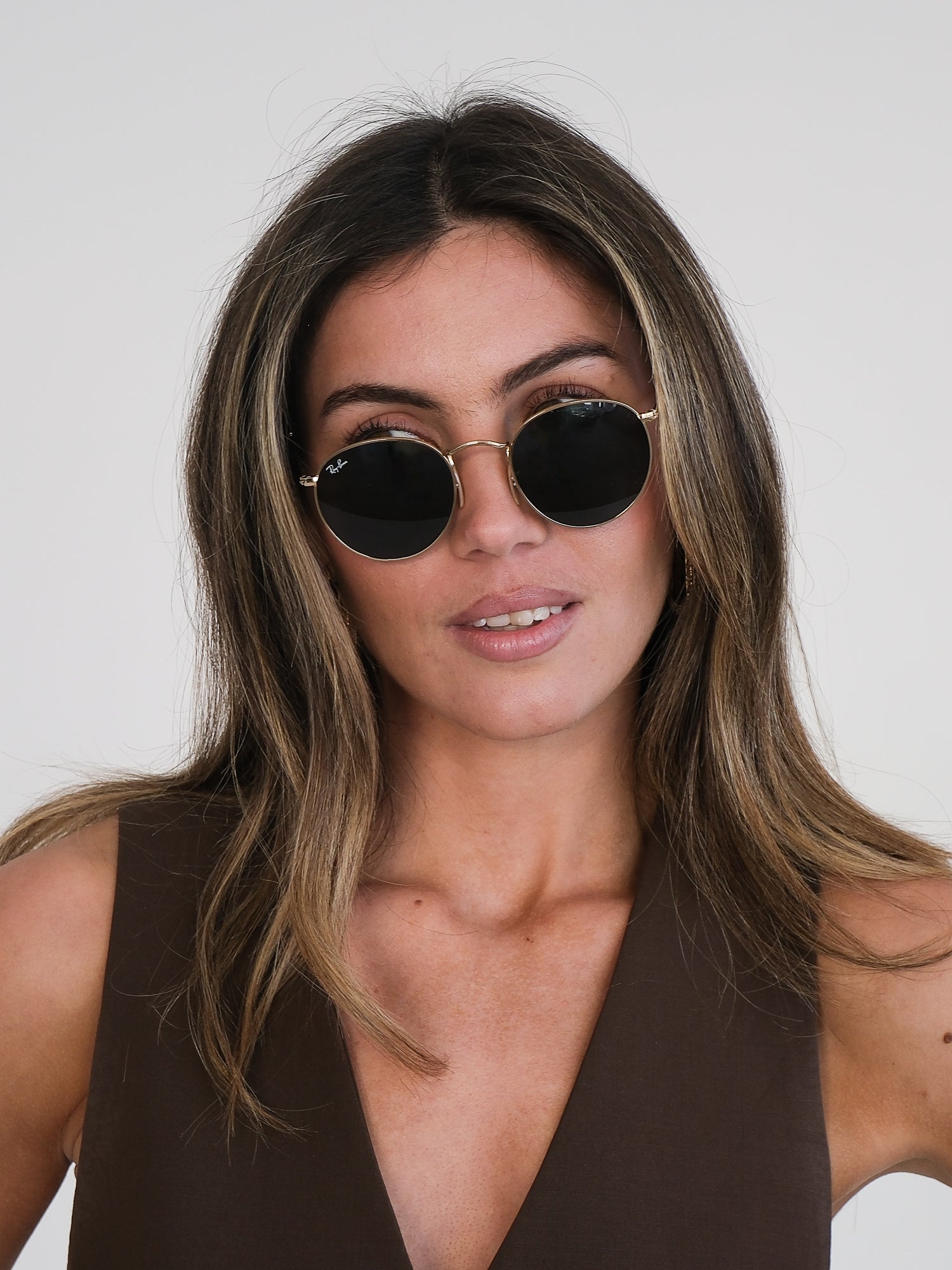 'RB3447' Unisex Round Metal Sunglasses