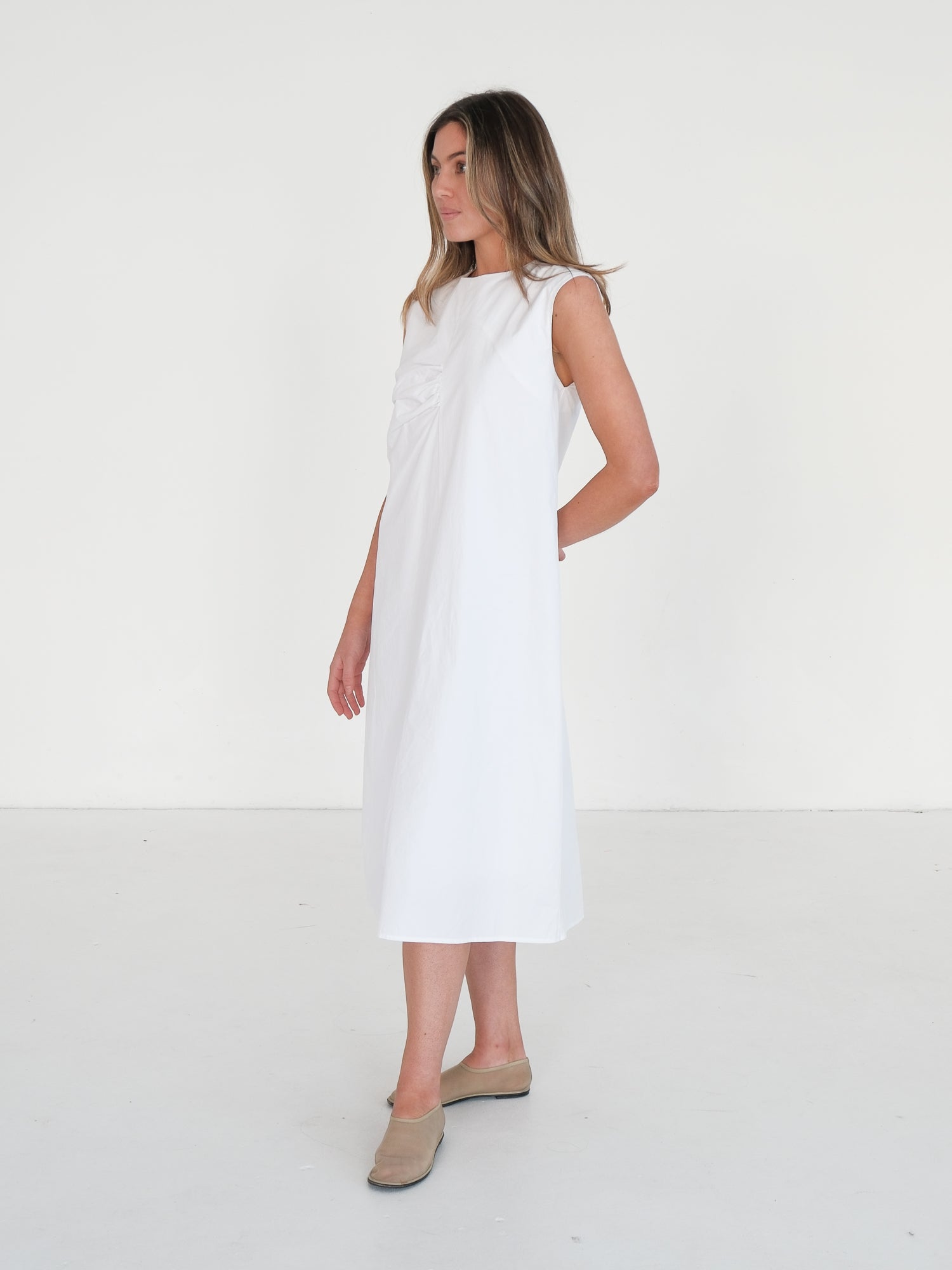 'Hannah' Sleeveless Cotton Midi Dress, Size AU 8