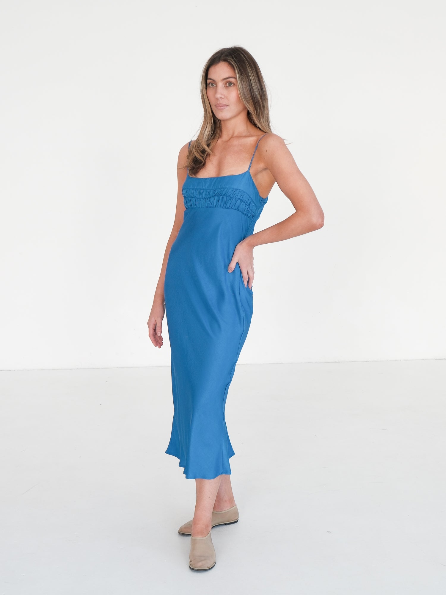 'Nera' Satin Midi Dress, Size S