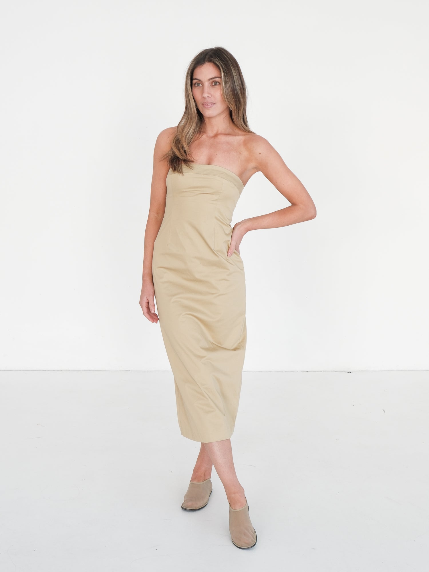 'Bonita' Strapless Midi Dress, Size AU 8