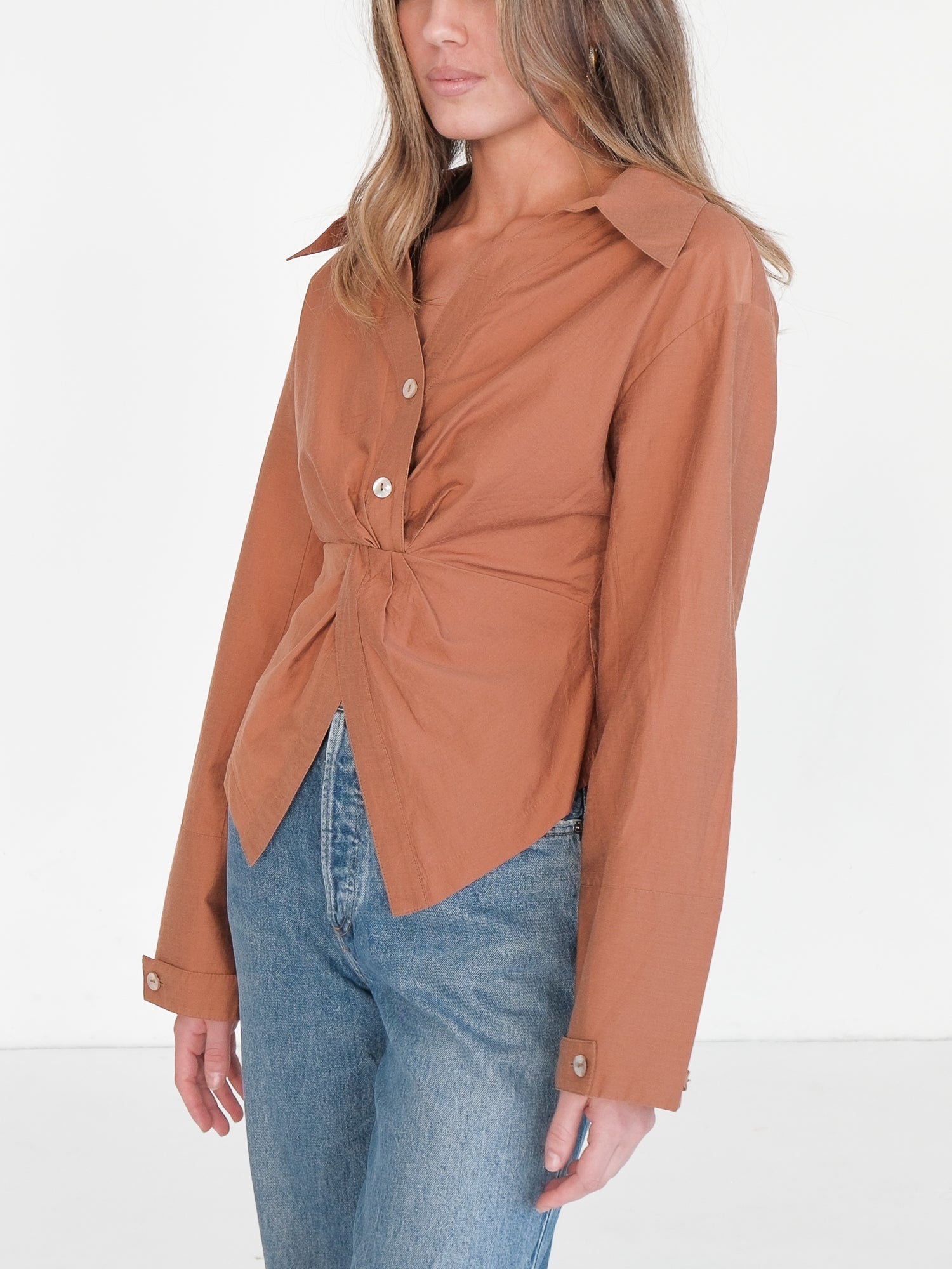 'Idris' Twist Front Shirt, Size S | AU 8