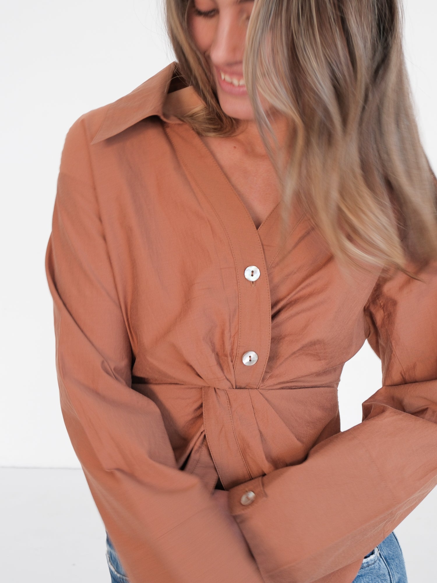 'Idris' Twist Front Shirt, Size S | AU 8