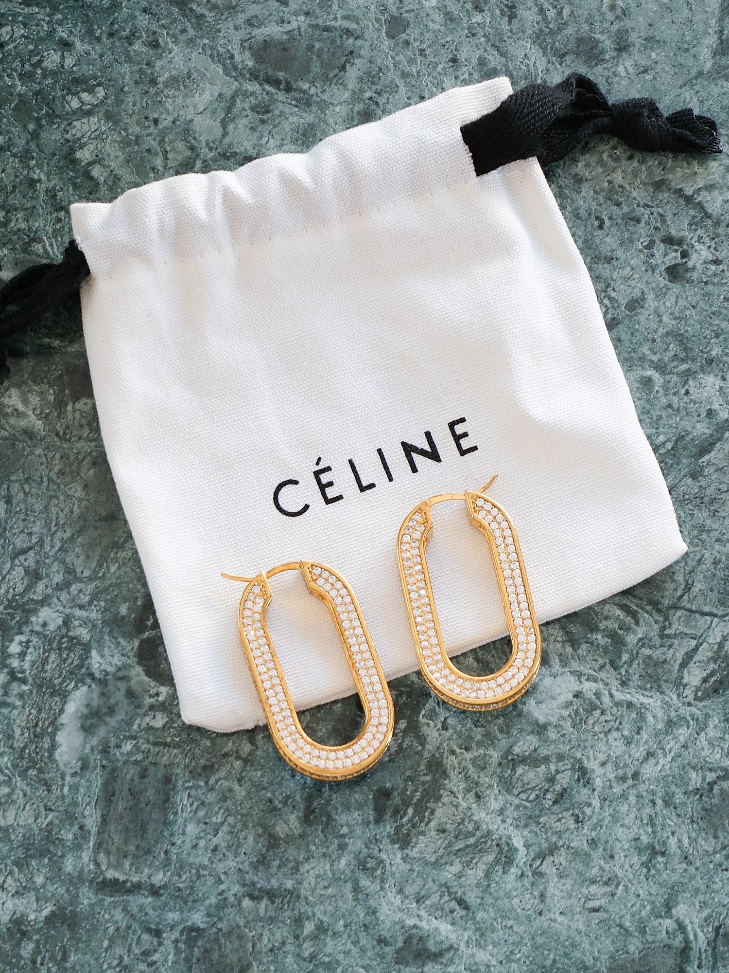 'Edwige' Pavé Crystal Oval Hoop Earrings