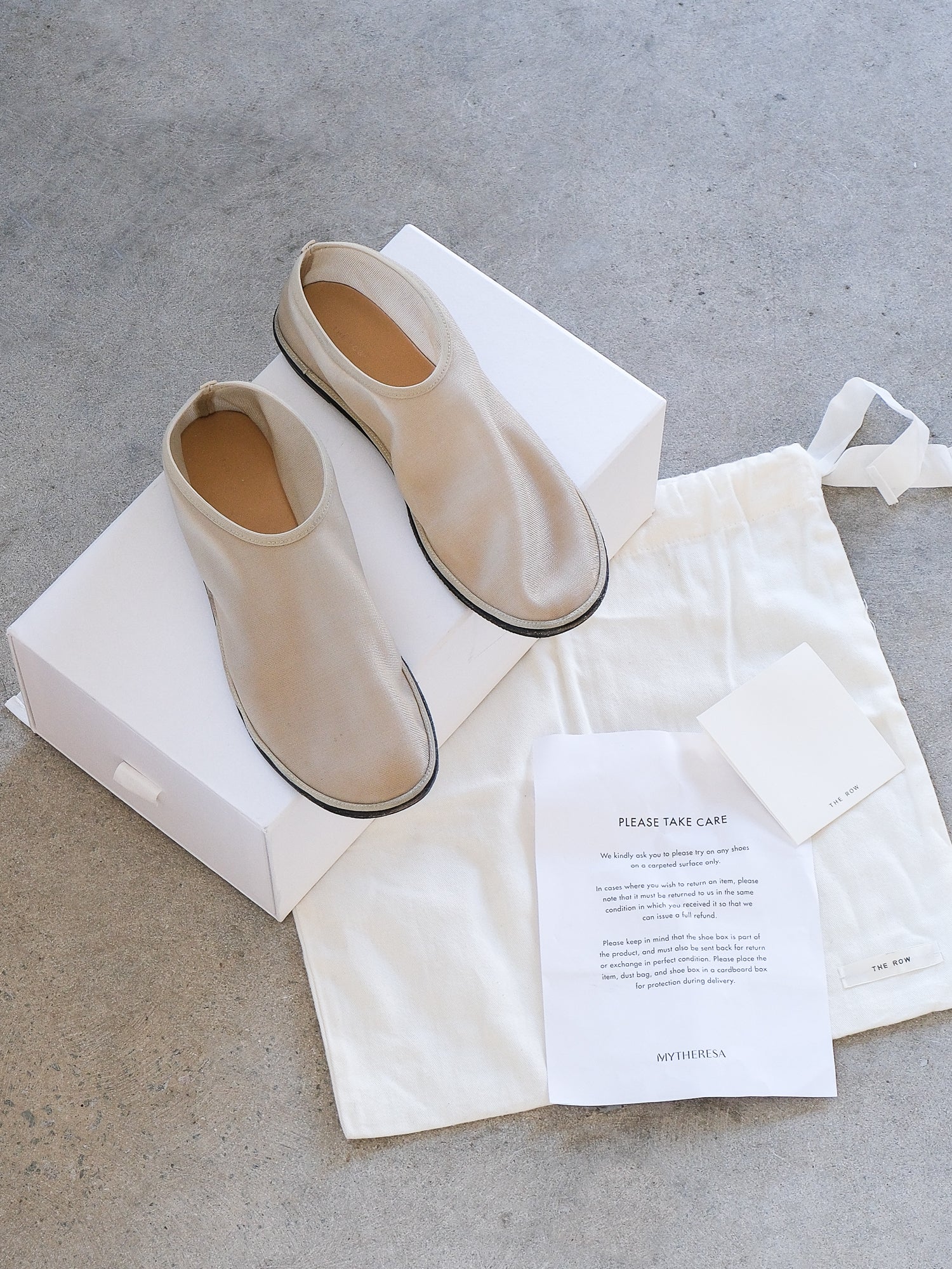 Pre-Loved The Row Sock Leather-Trimmed Nude Mesh Ballet Flats - 36.5