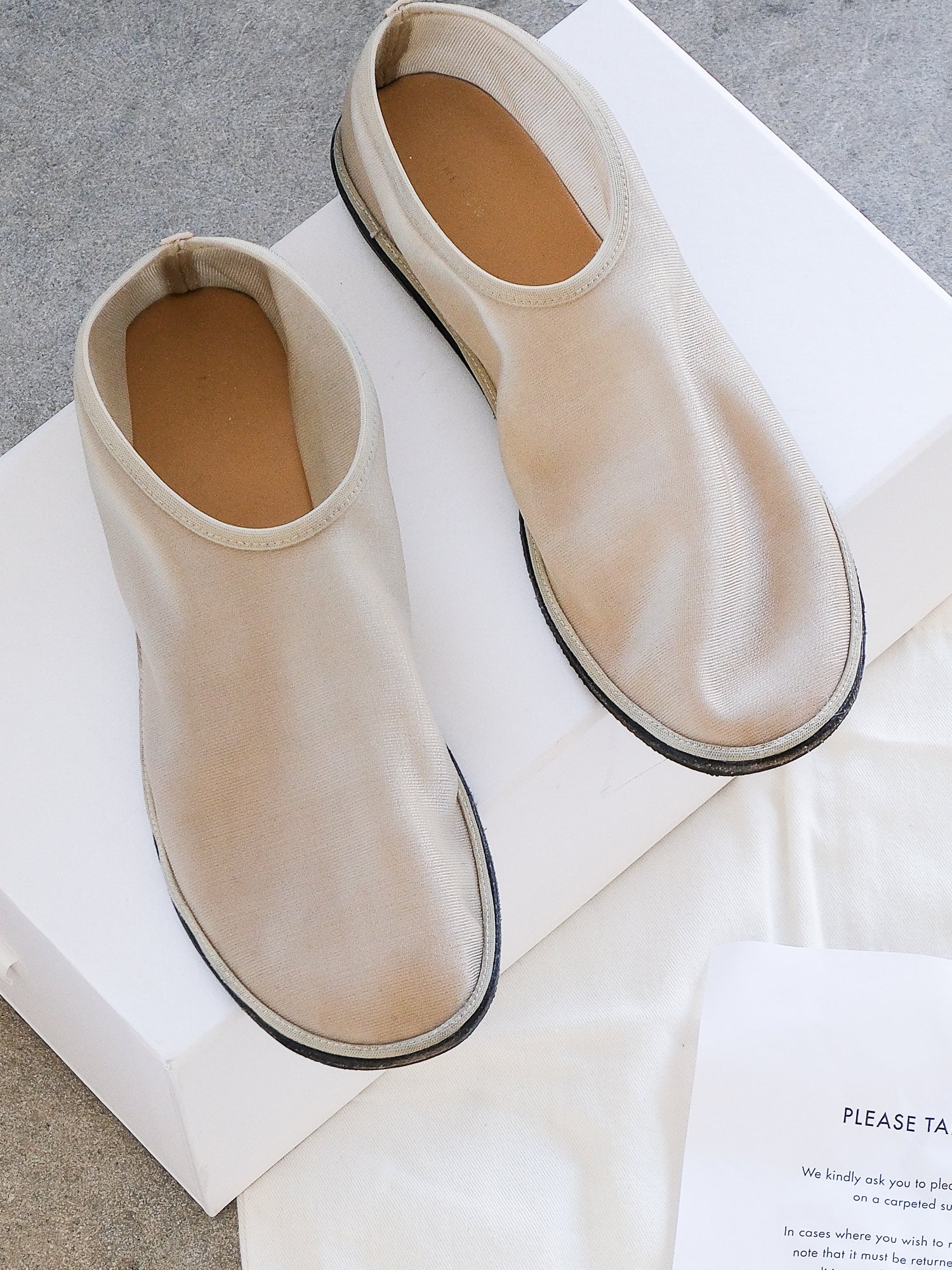 Pre-Loved The Row Sock Leather-Trimmed Nude Mesh Ballet Flats - 36.5
